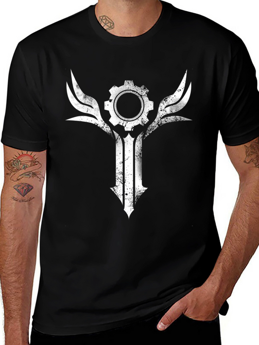 Gear & Wings Graphic Tee - Distressed Black Shirt