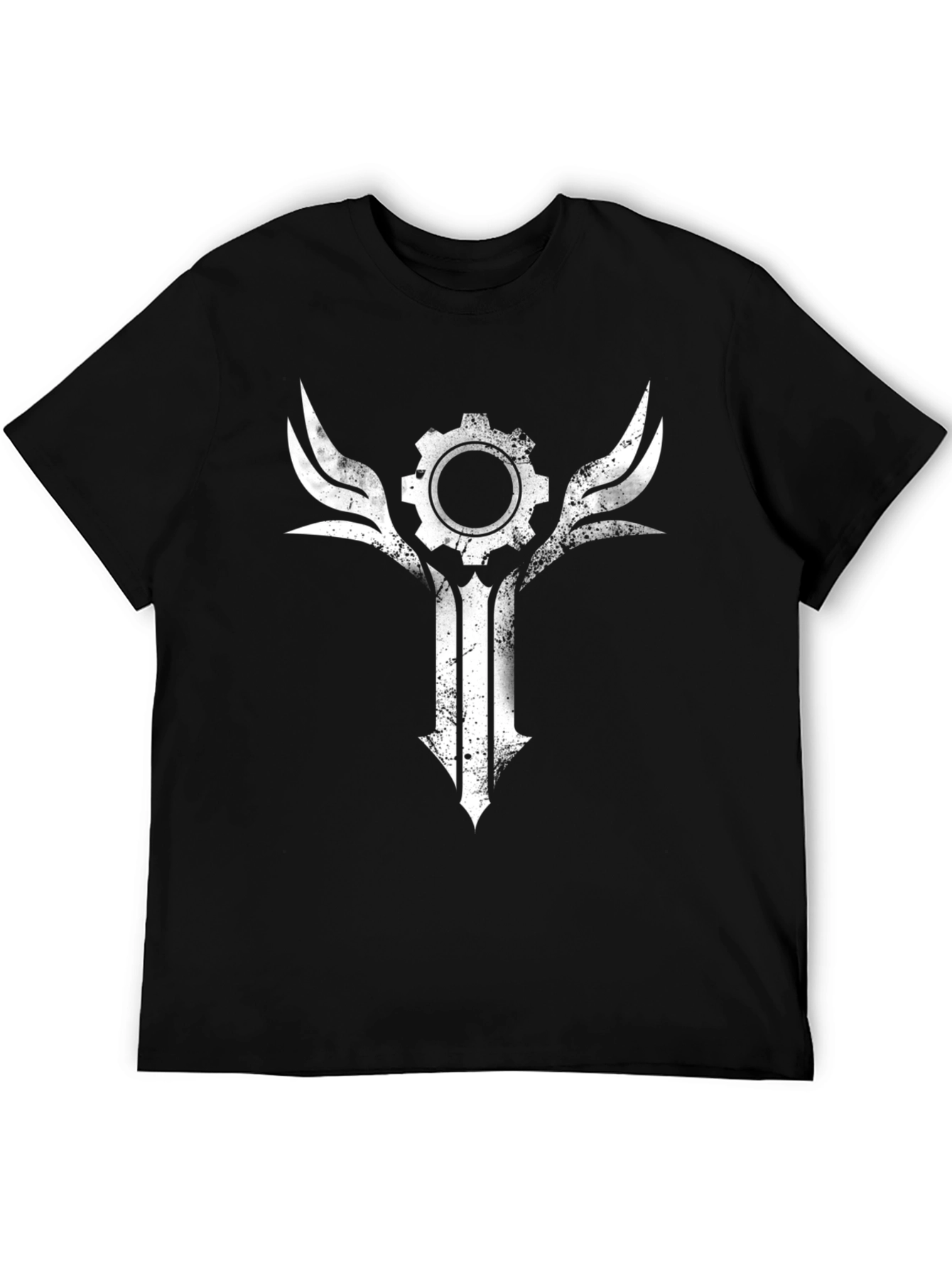 Gear & Wings Graphic Tee - Distressed Black Shirt