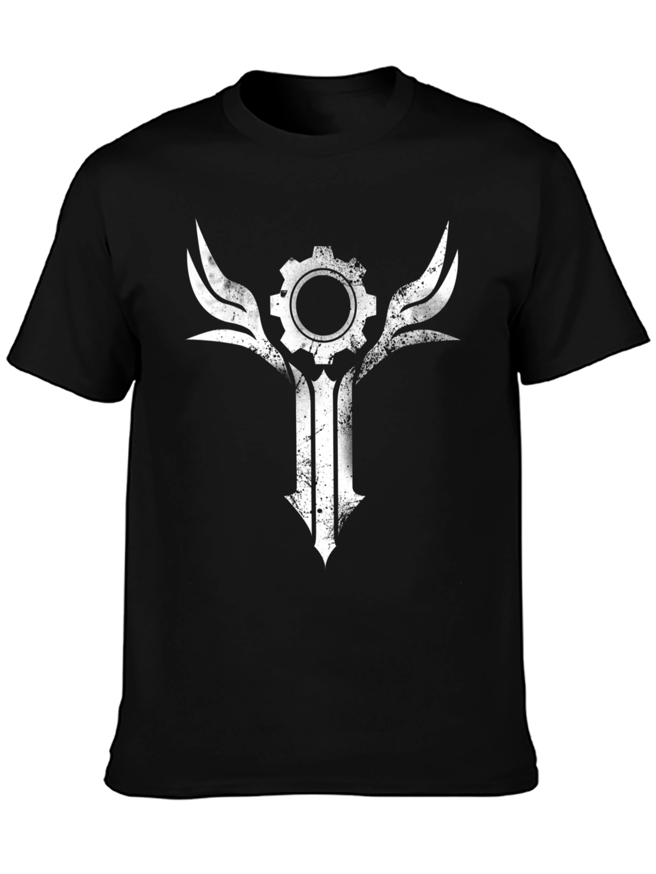 Gear & Wings Graphic Tee - Distressed Black Shirt