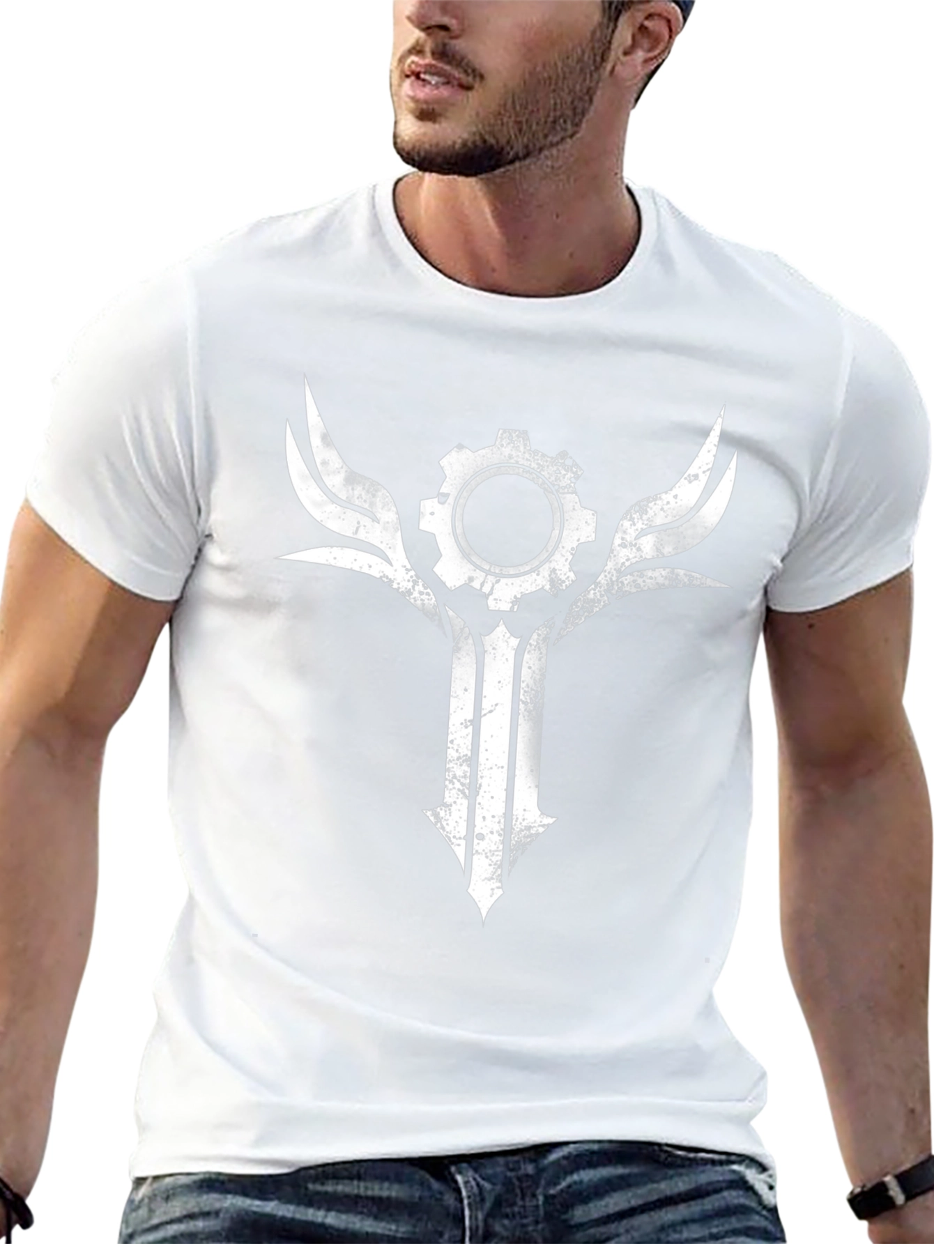 Gear & Wings Graphic Tee - Distressed Black Shirt