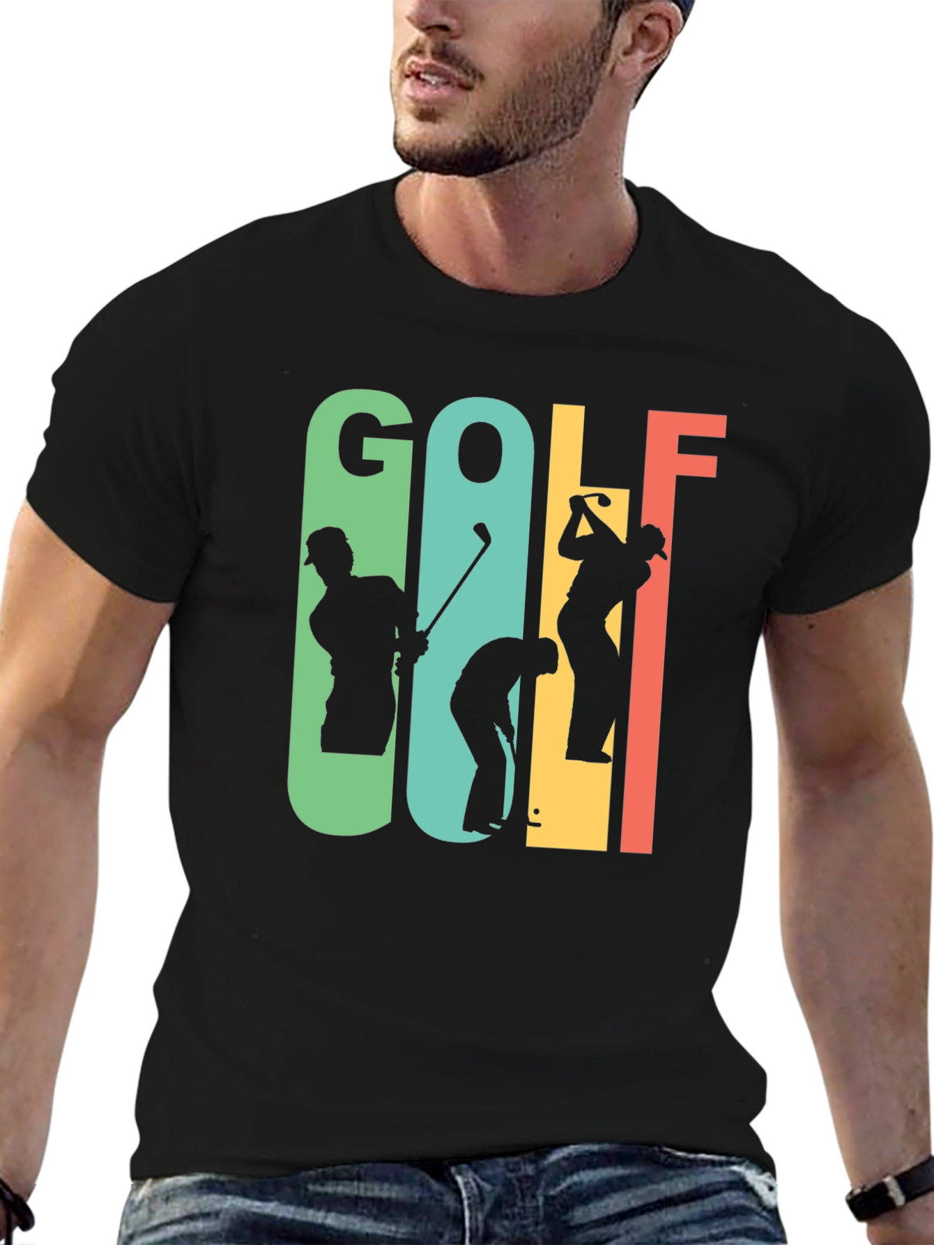 Retro Golf T-Shirt - Golfer Silhouette Tee