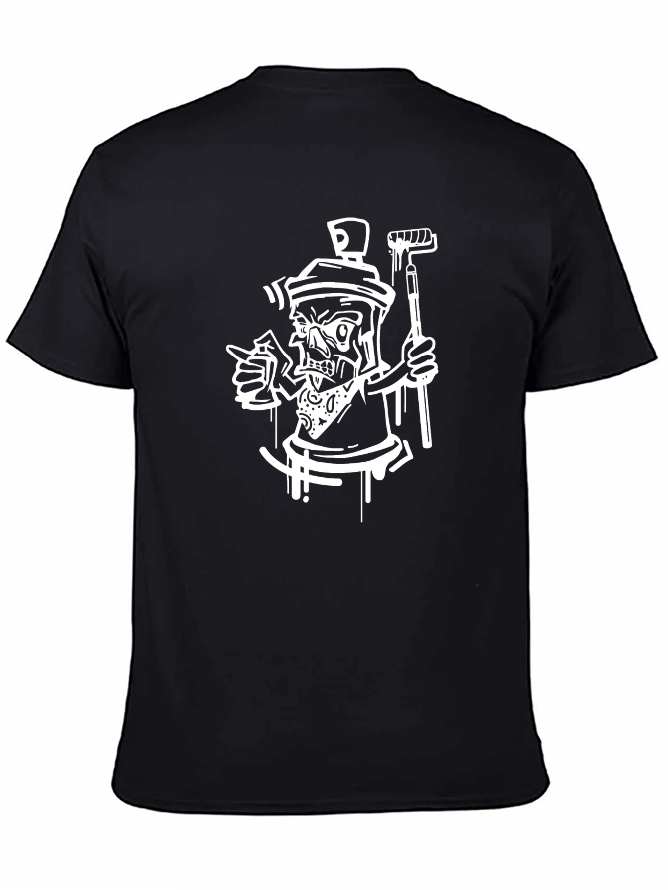Cool Black Tee with Spray Paint Skeleton Design