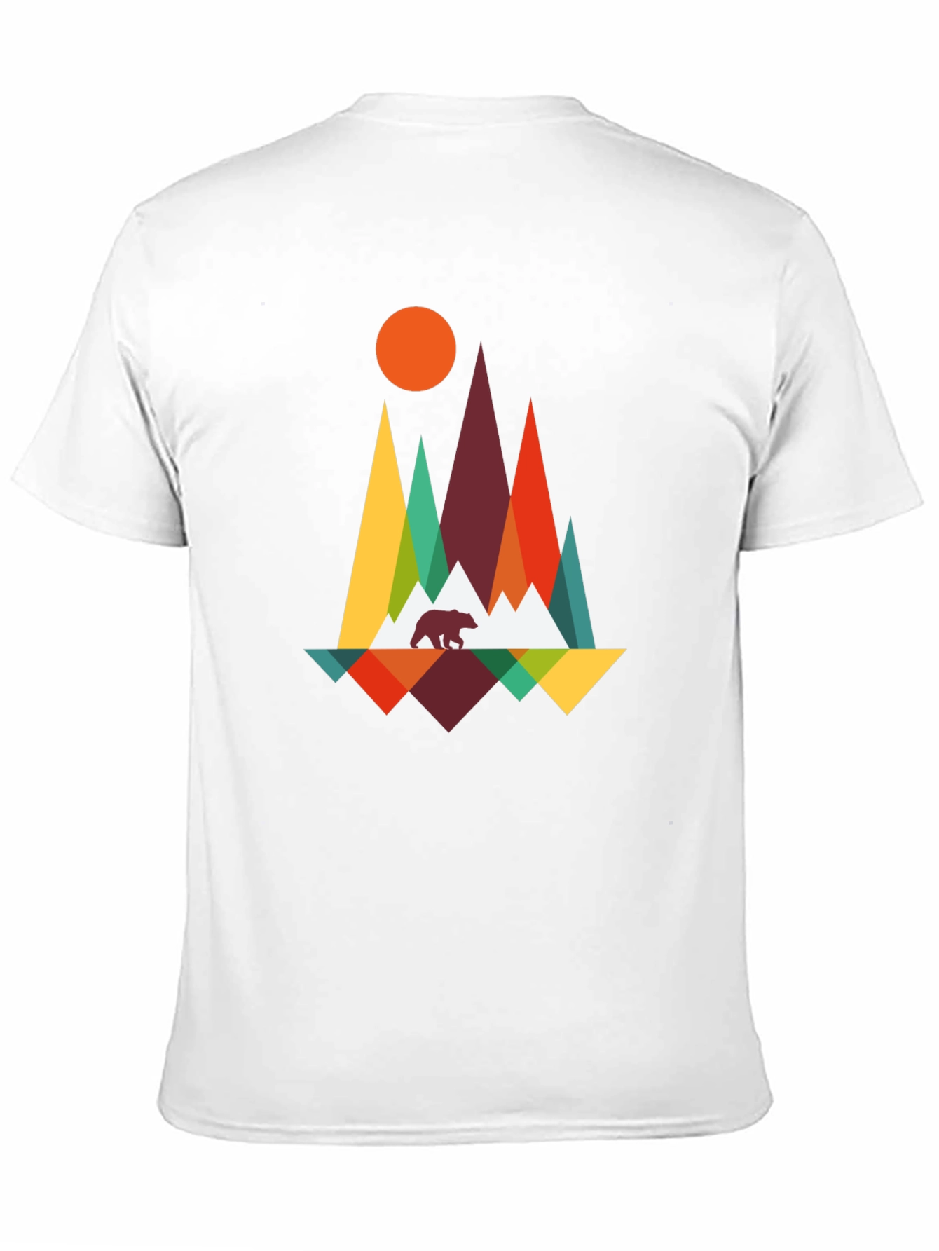 Geometric Mountain Bear Graphic Tee - Black
