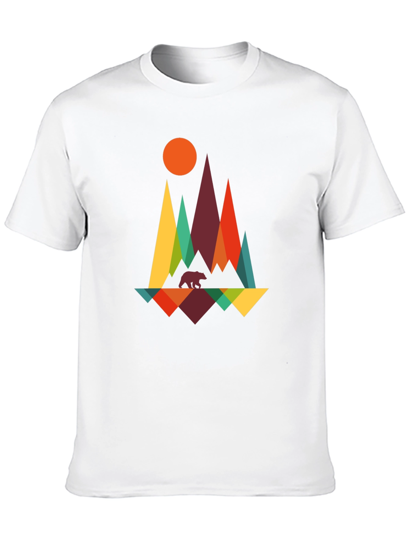 Geometric Mountain Bear Graphic Tee - Black