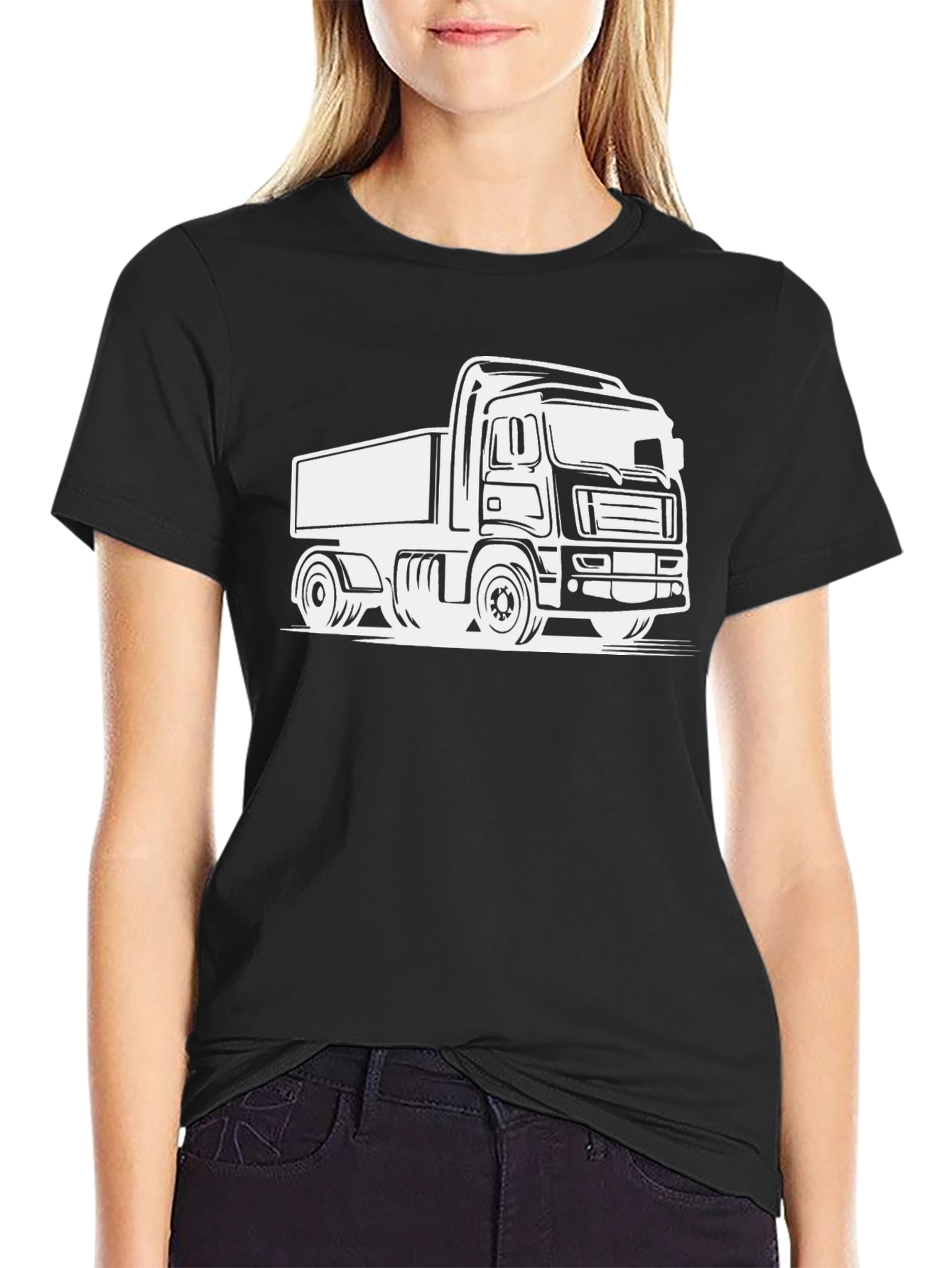 Truck Graphic Tee - Black Cotton T-Shirt