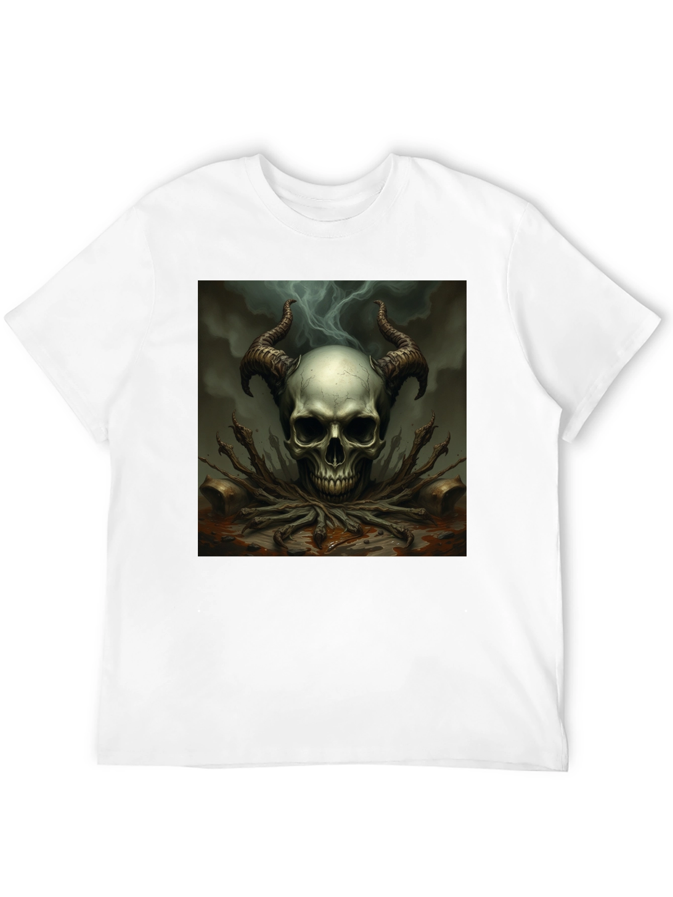 Skull Horns Graphic Tee - Black