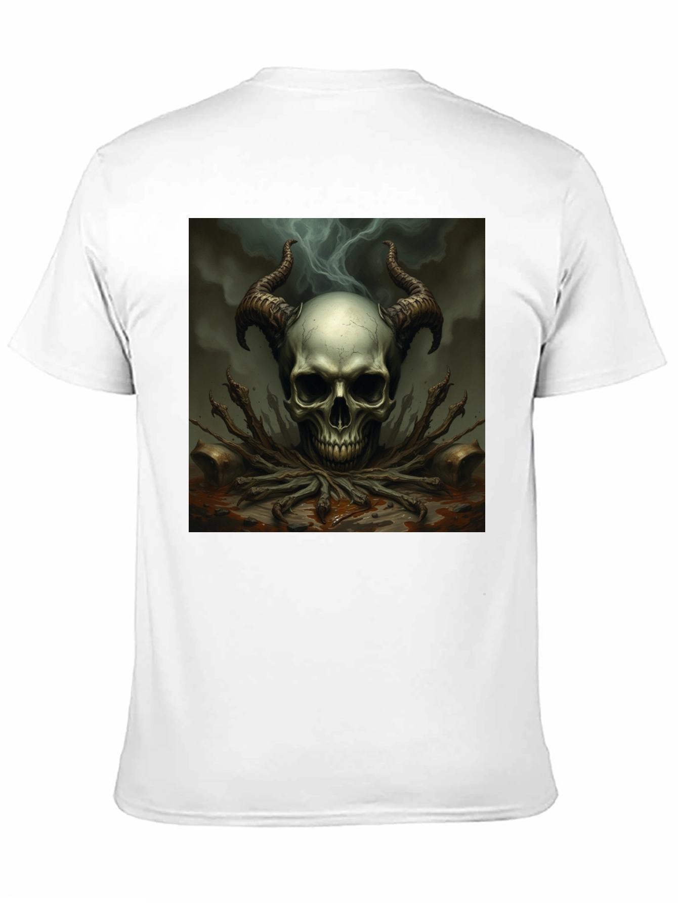 Skull Horns Graphic Tee - Black