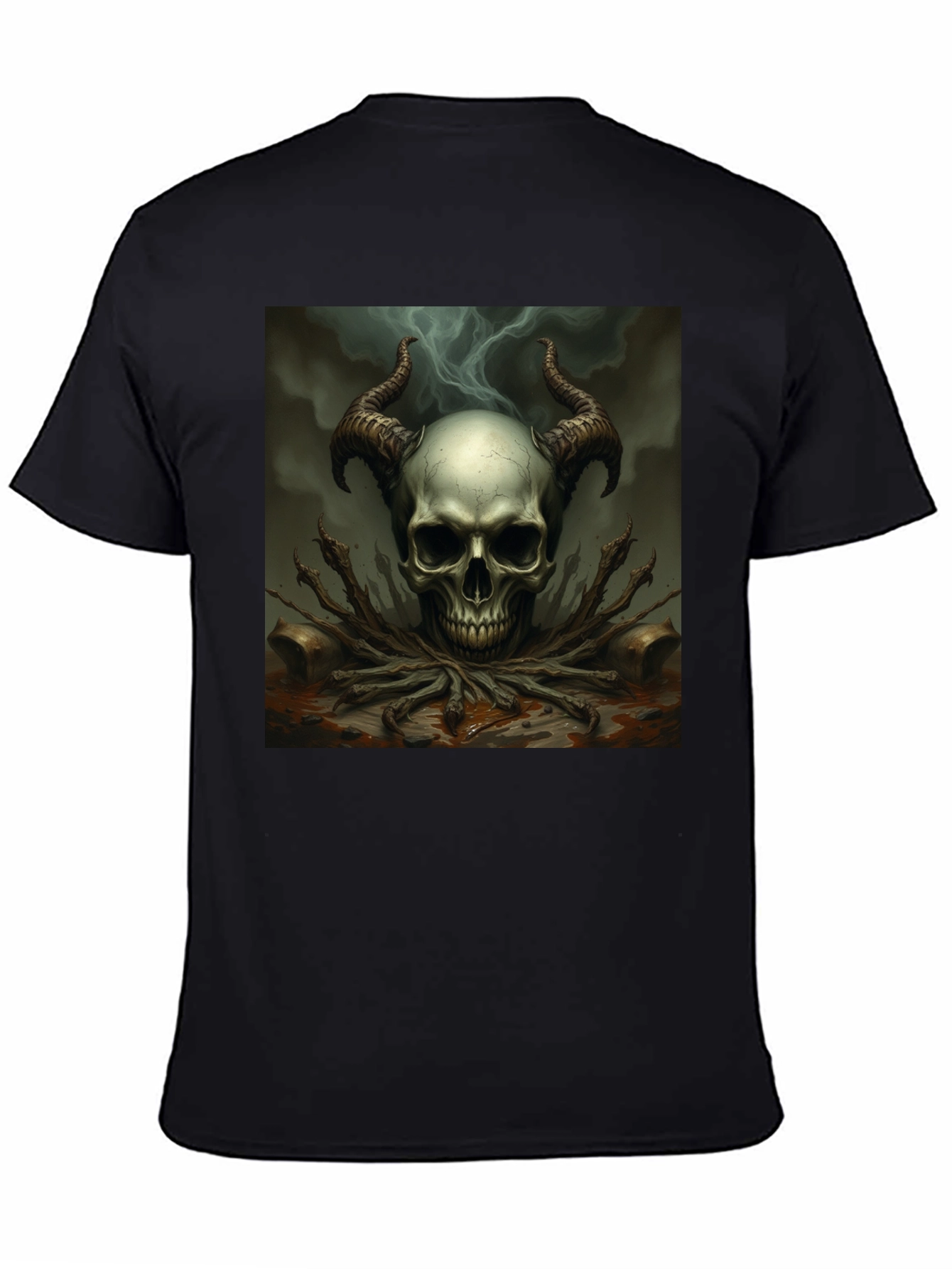 Skull Horns Graphic Tee - Black