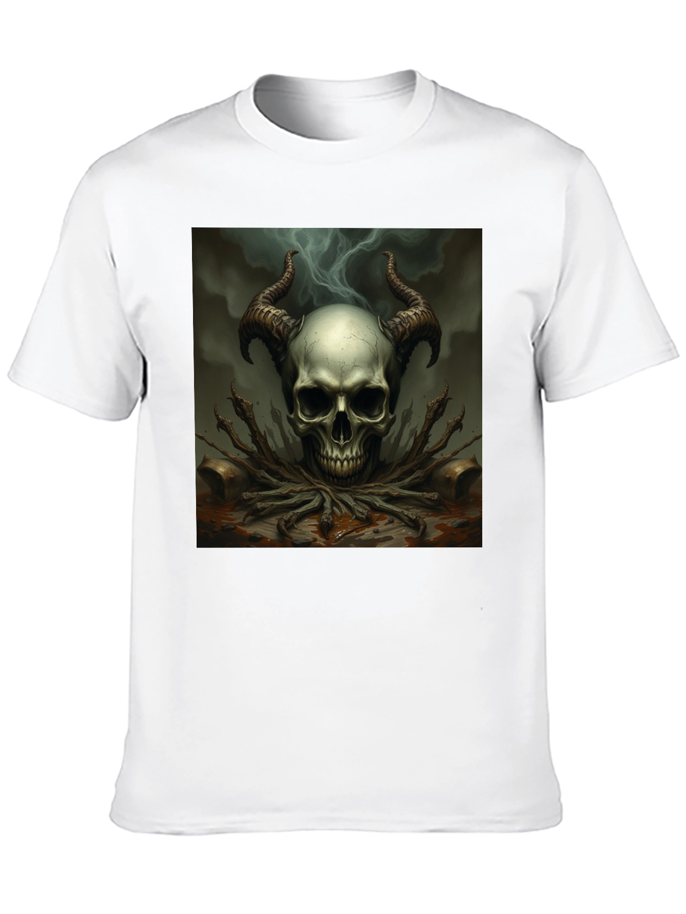 Skull Horns Graphic Tee - Black