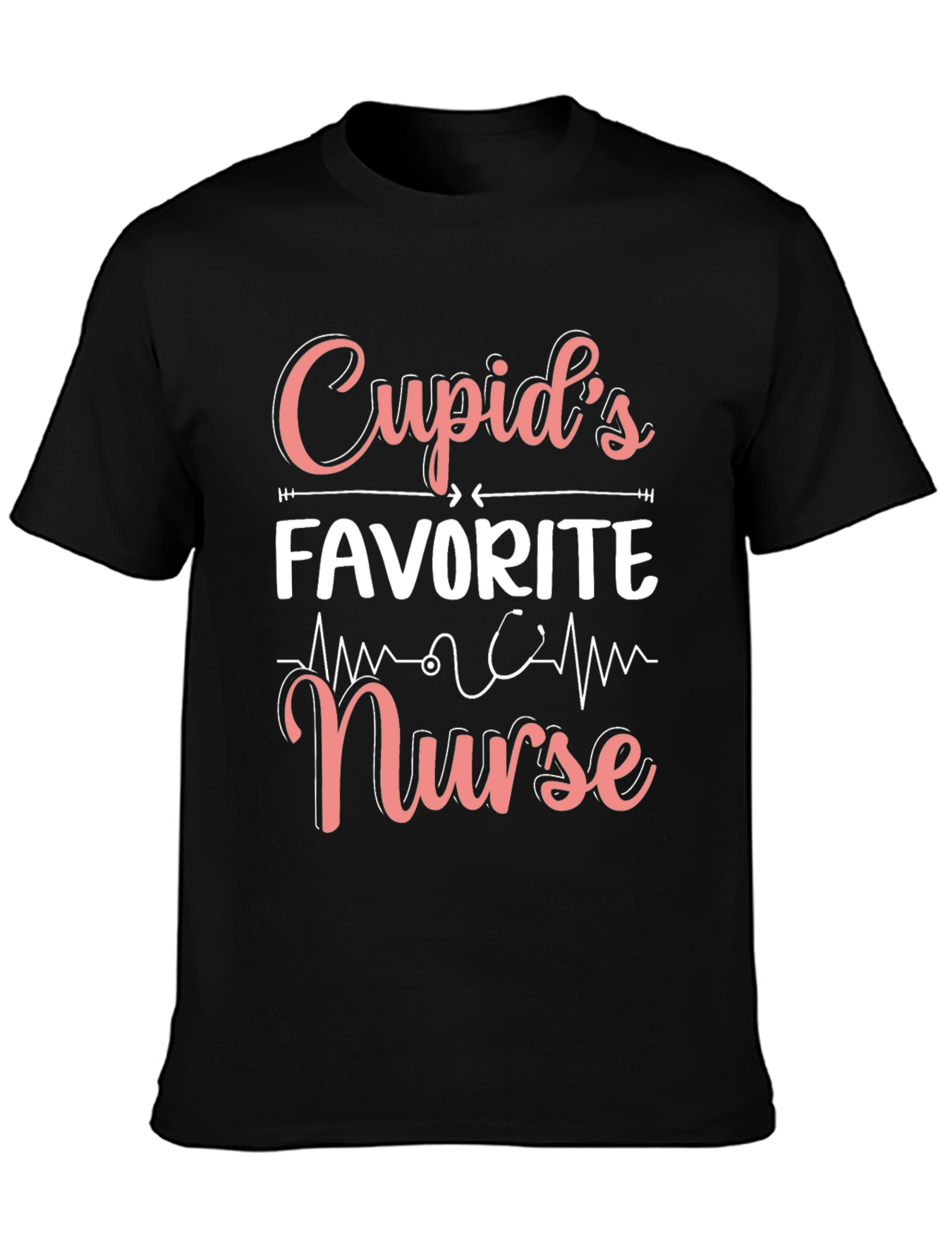Cupids Favorite Nurse Graphic T-Shirt - Black