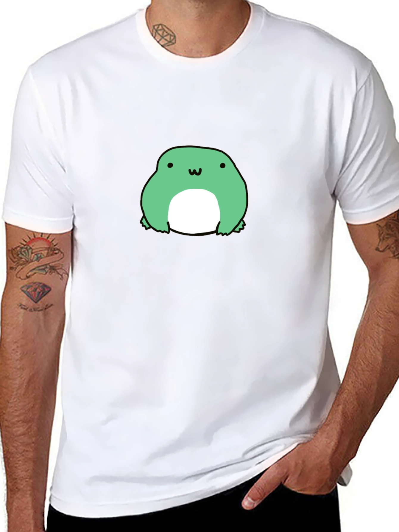 Cute Frog Graphic Tee - Black Cotton T-Shirt