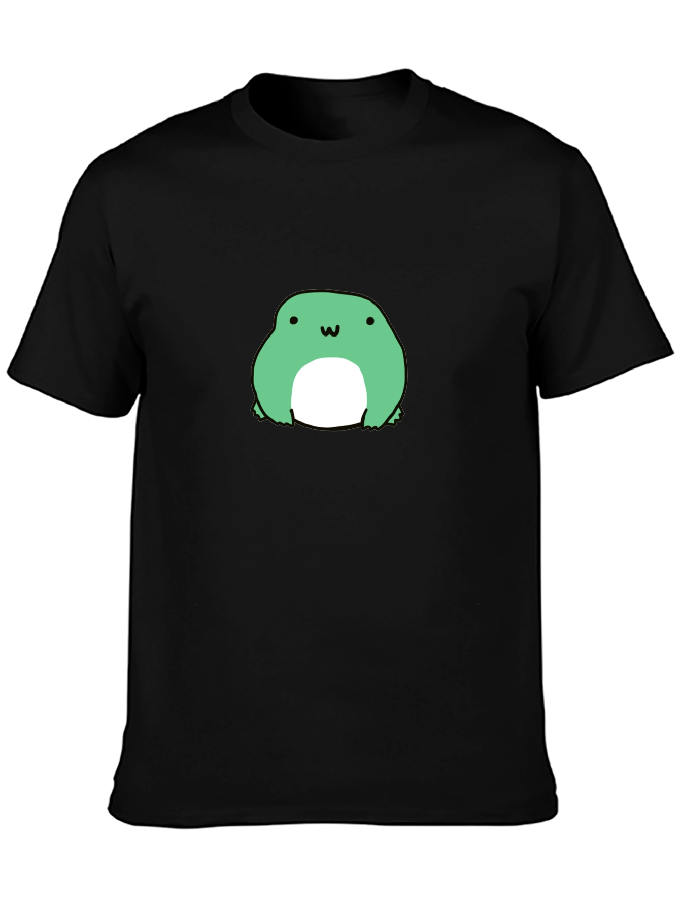 Cute Frog Graphic Tee - Black Cotton T-Shirt