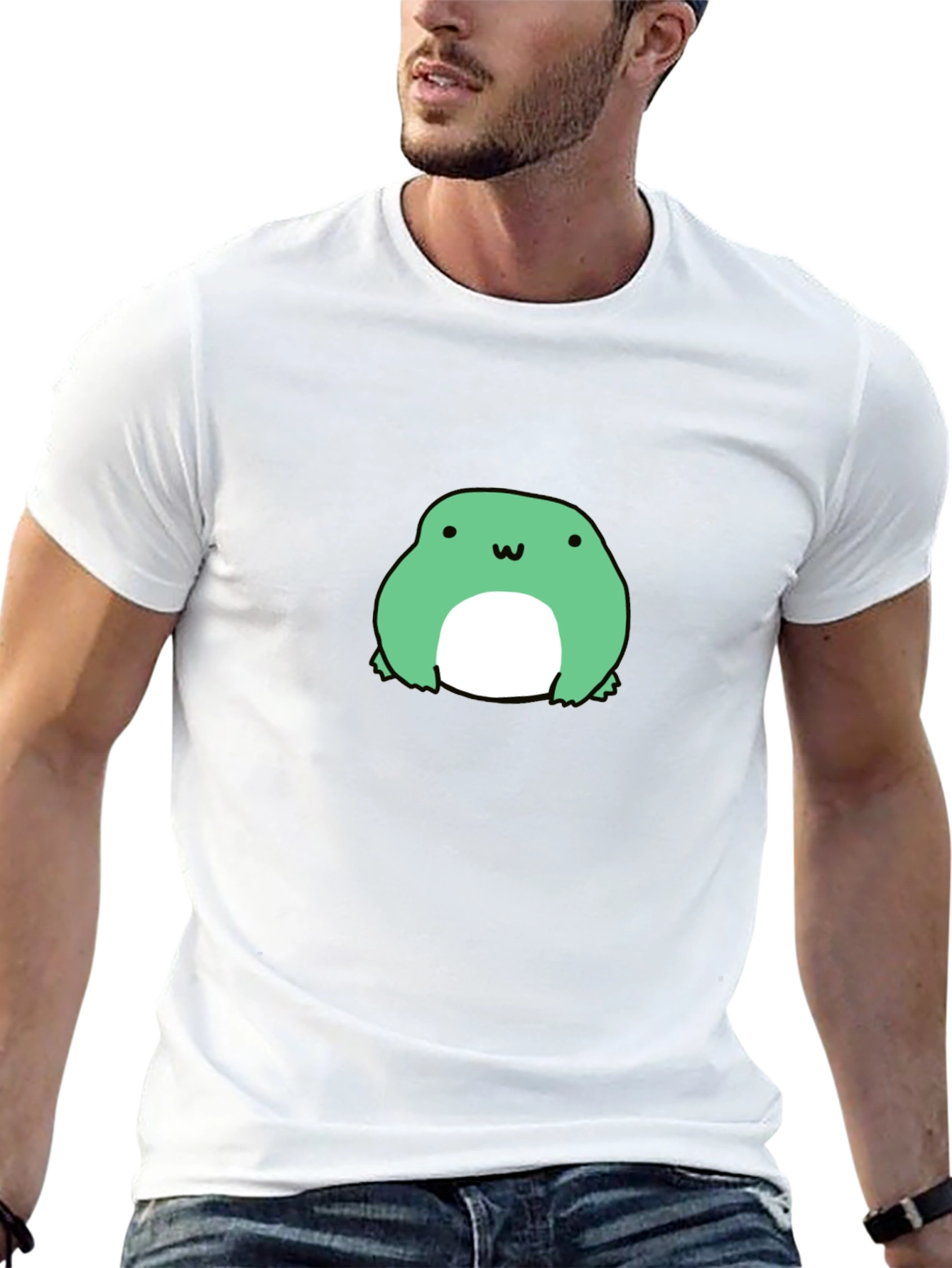 Cute Frog Graphic Tee - Black Cotton T-Shirt