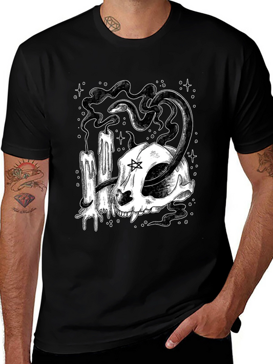 Gothic Skull Snake Candle Graphic Tee