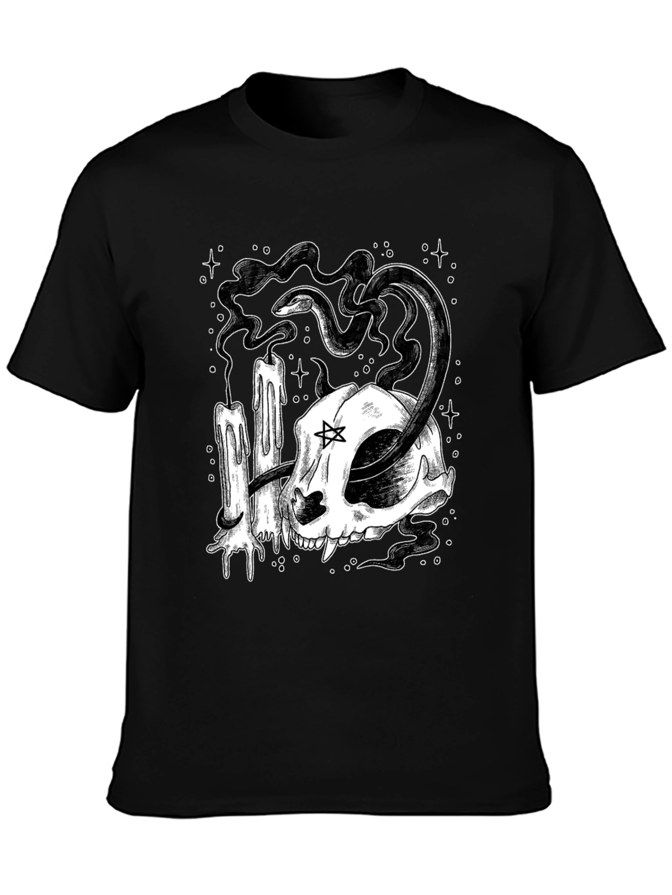 Gothic Skull Snake Candle Graphic Tee