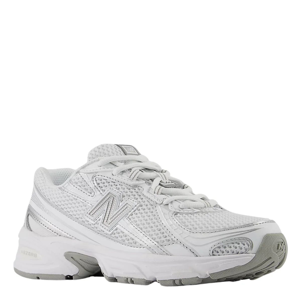 New Balance Youth 740 in White with Silver Metalic