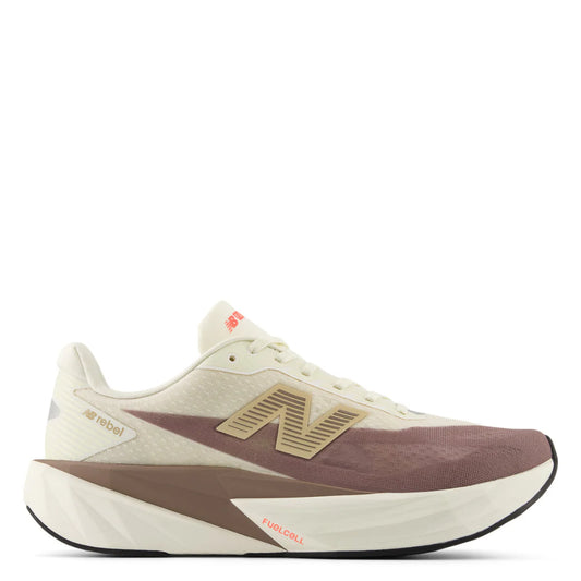 New Balance Women's FuelCell Rebel v5 in Angora with Earth Shadow and Sea Salt
