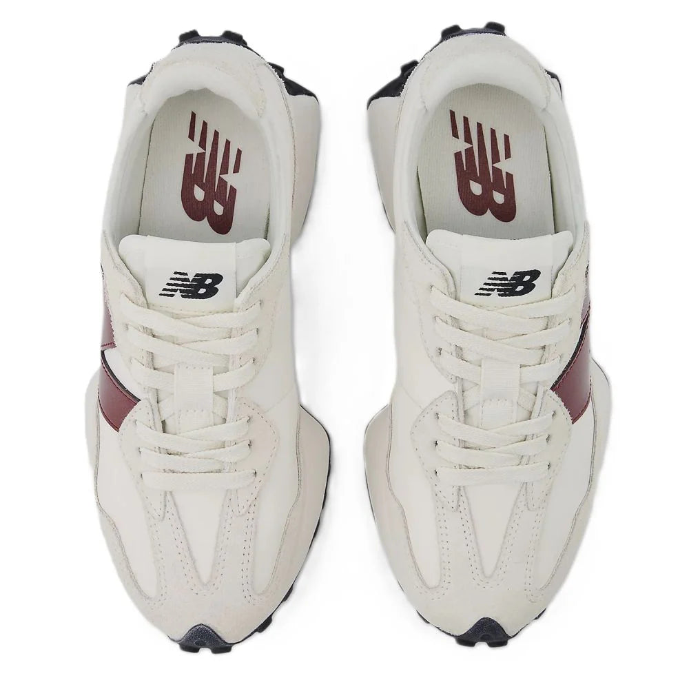 New Balance Women's 327 in Sea Salt with Monarch Burgundy