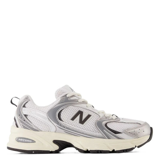 New Balance 530 in Silver Metallic with Black Cement