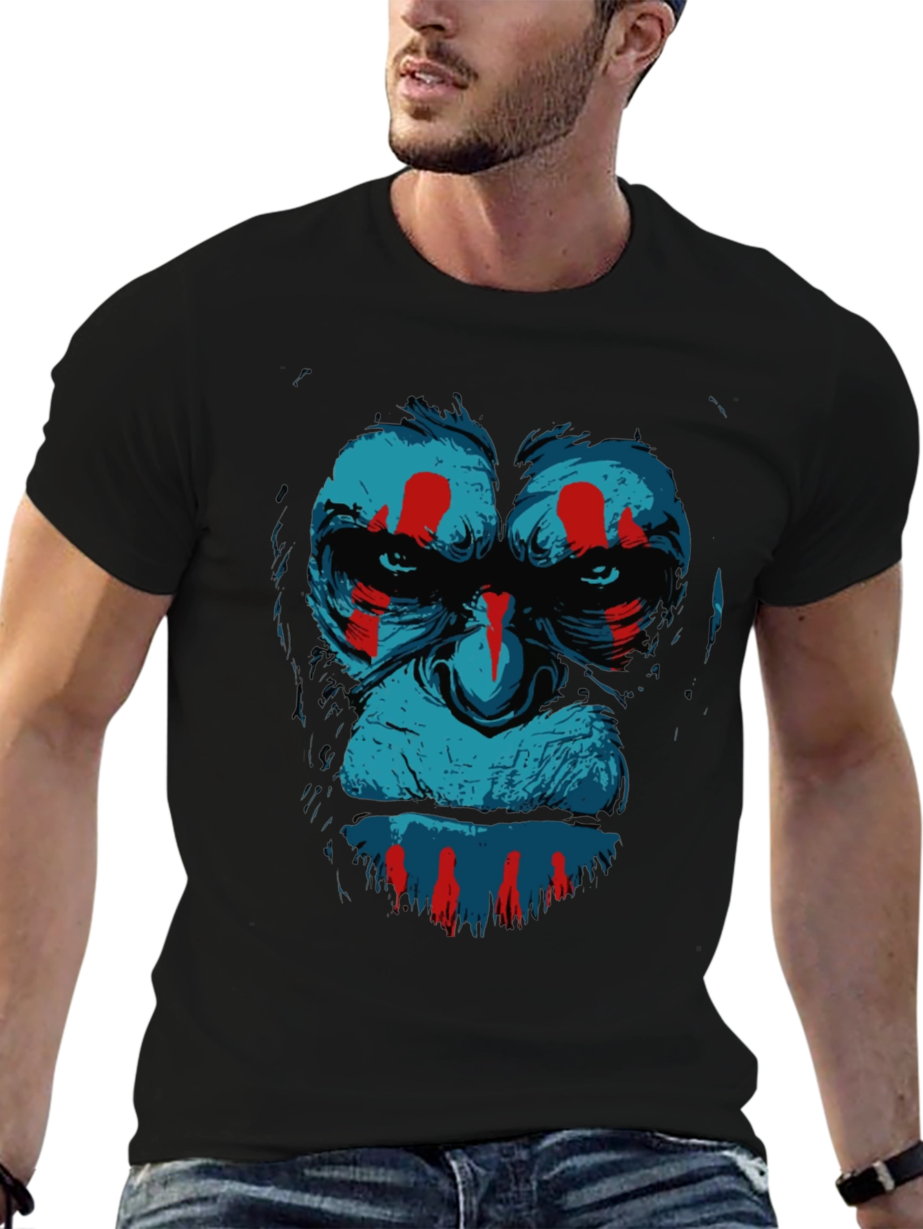 Ape Graphic Print Tee - Black