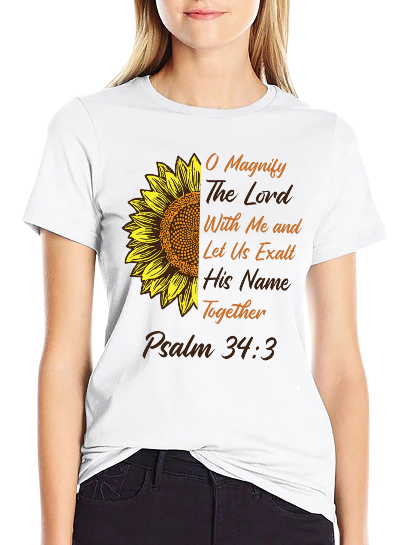 O Magnify the Lord Sunflower Christian T-Shirt