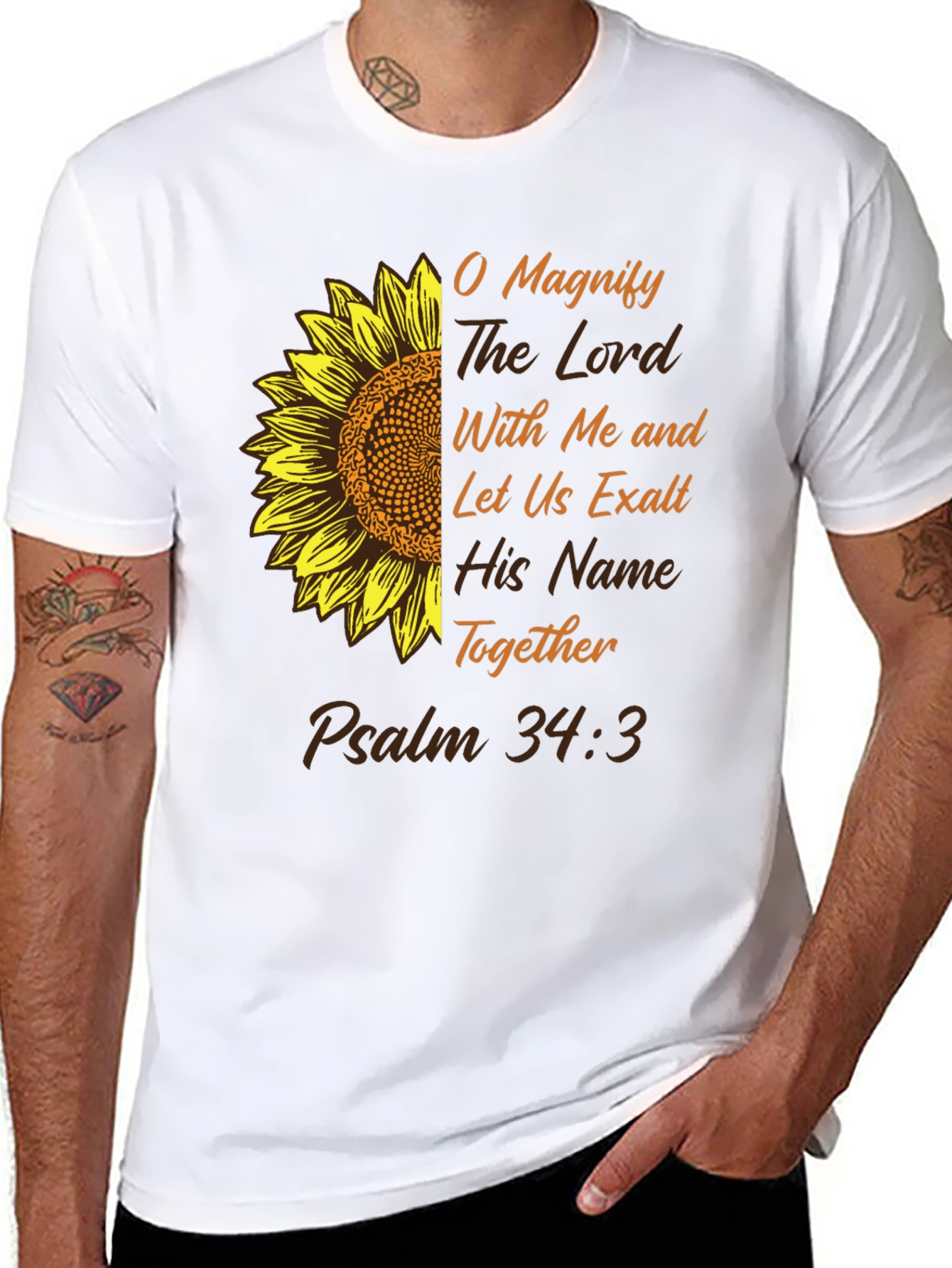O Magnify the Lord Sunflower Christian T-Shirt