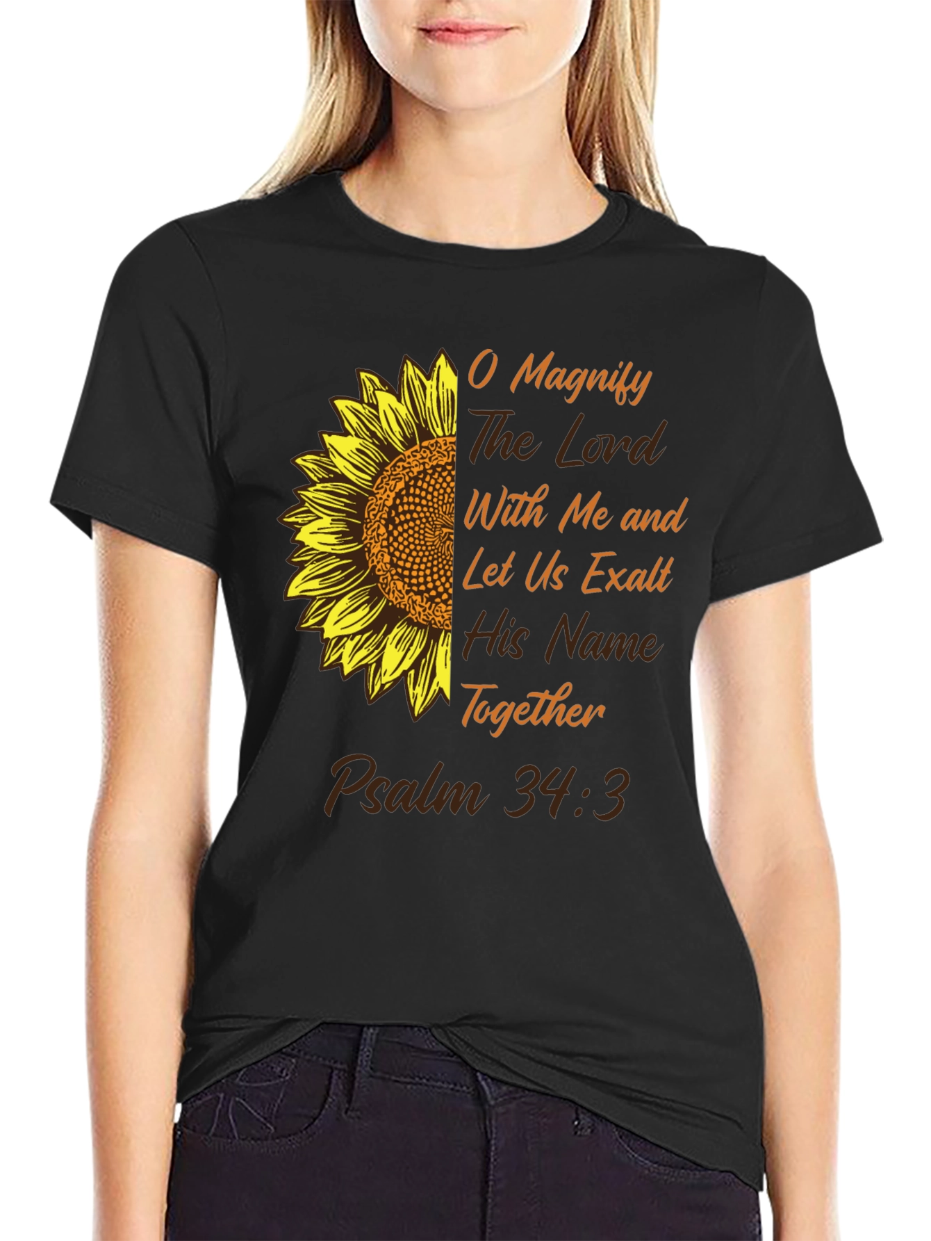O Magnify the Lord Sunflower Christian T-Shirt