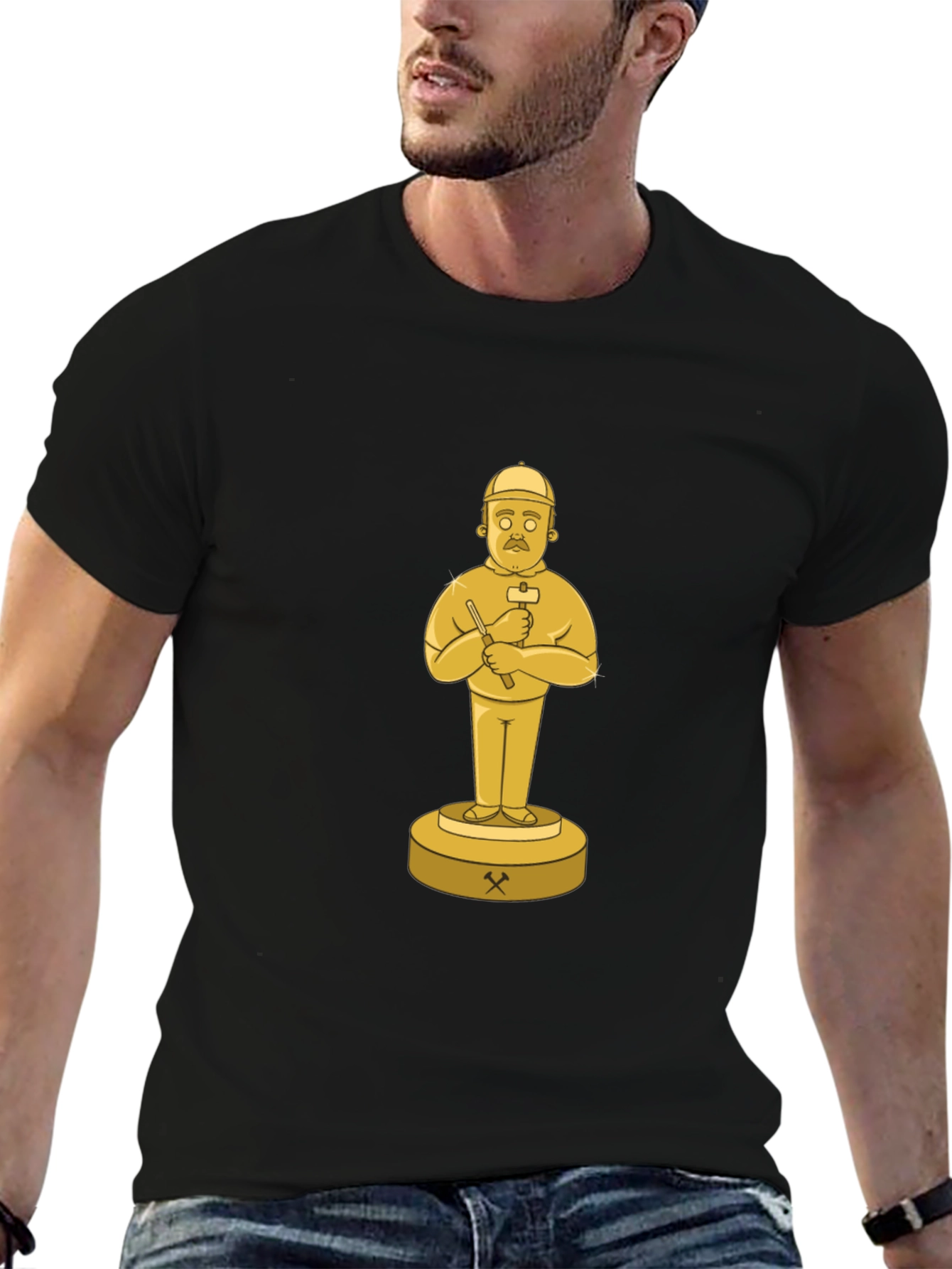 Black T-Shirt with Miner Trophy Graphic