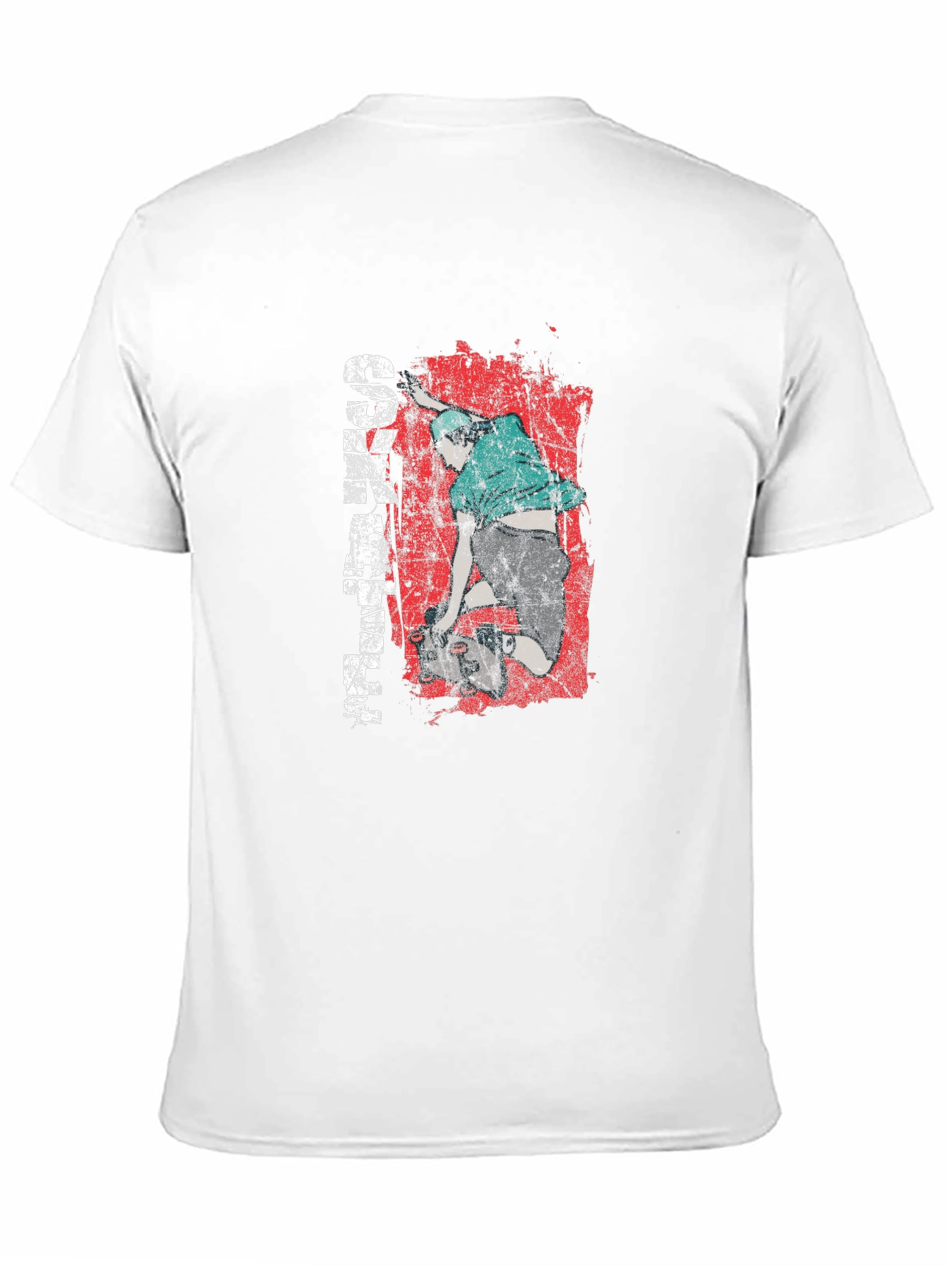 Skateboarder Graphic Tee - Distressed Red Black Cotton Shirt