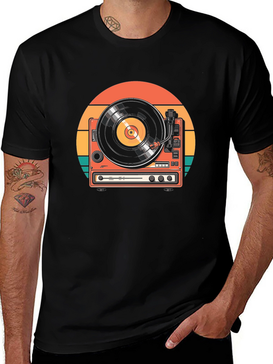 Retro Turntable Graphic Tee - Vintage Music Lover Shirt