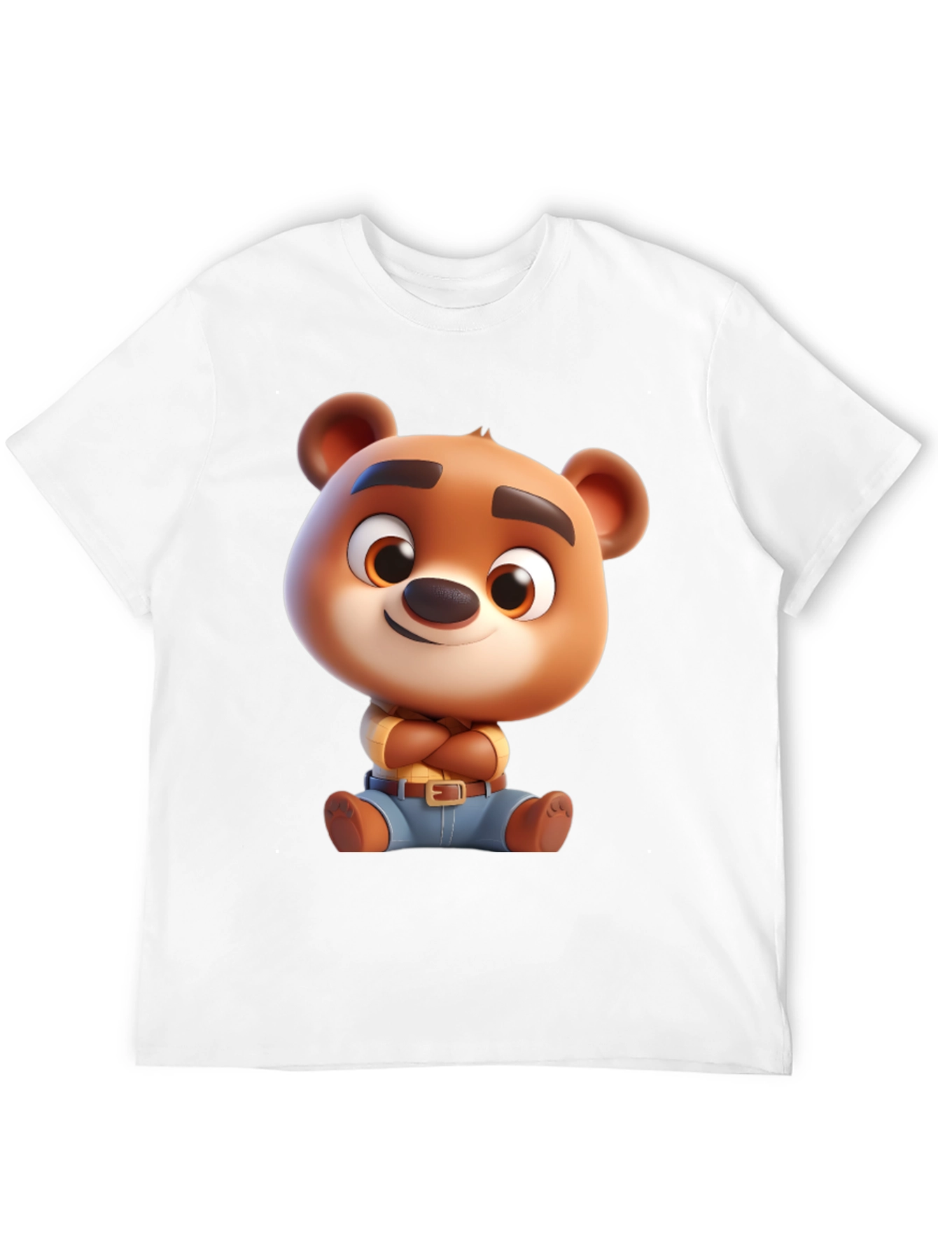 Cartoon Bear Graphic Tee - Black