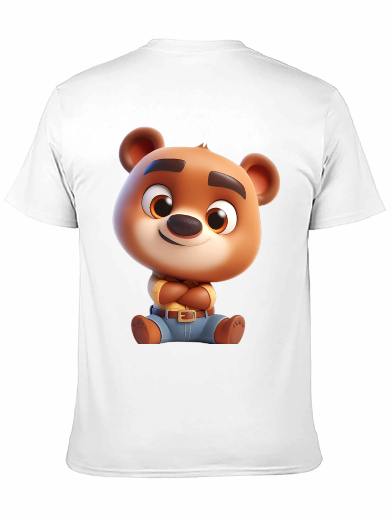 Cartoon Bear Graphic Tee - Black