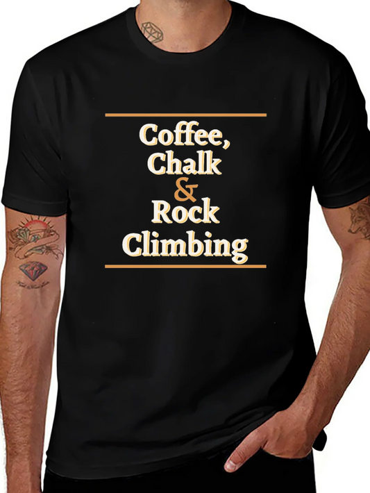 Coffee Chalk Rock Climbing Black Graphic T-Shirt