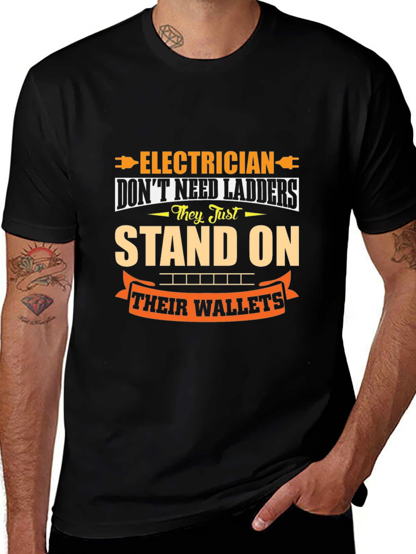 Electrician Wallet Humor Graphic Tee - Black