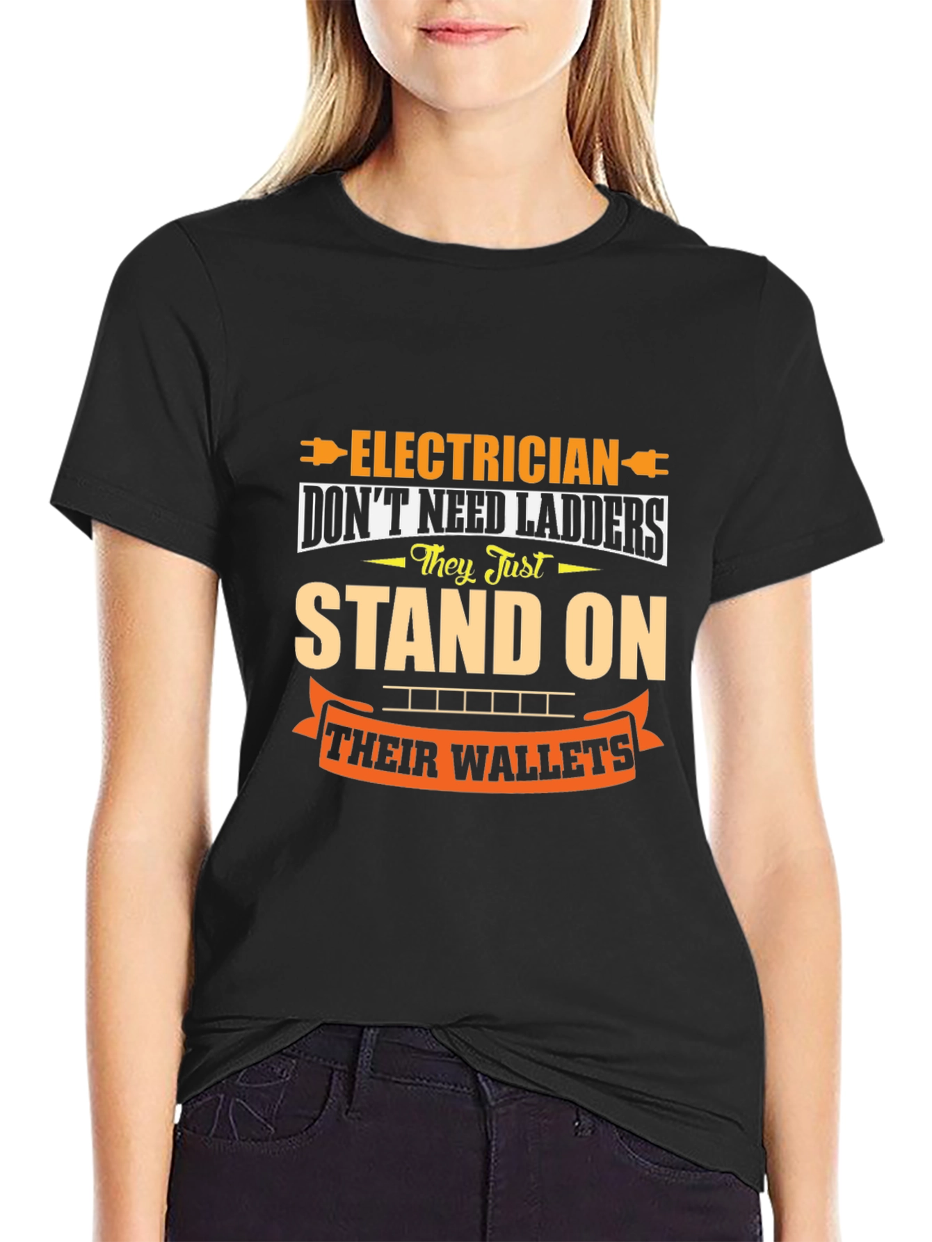 Electrician Wallet Humor Graphic Tee - Black