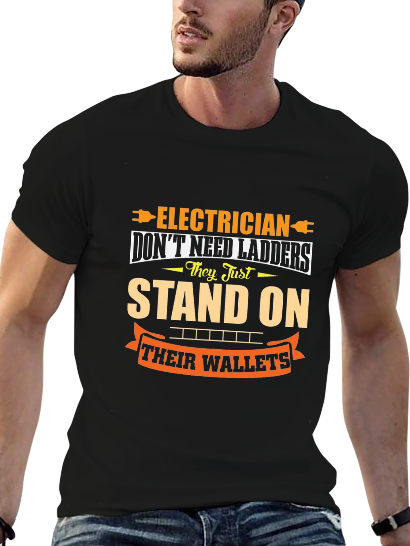 Electrician Wallet Humor Graphic Tee - Black