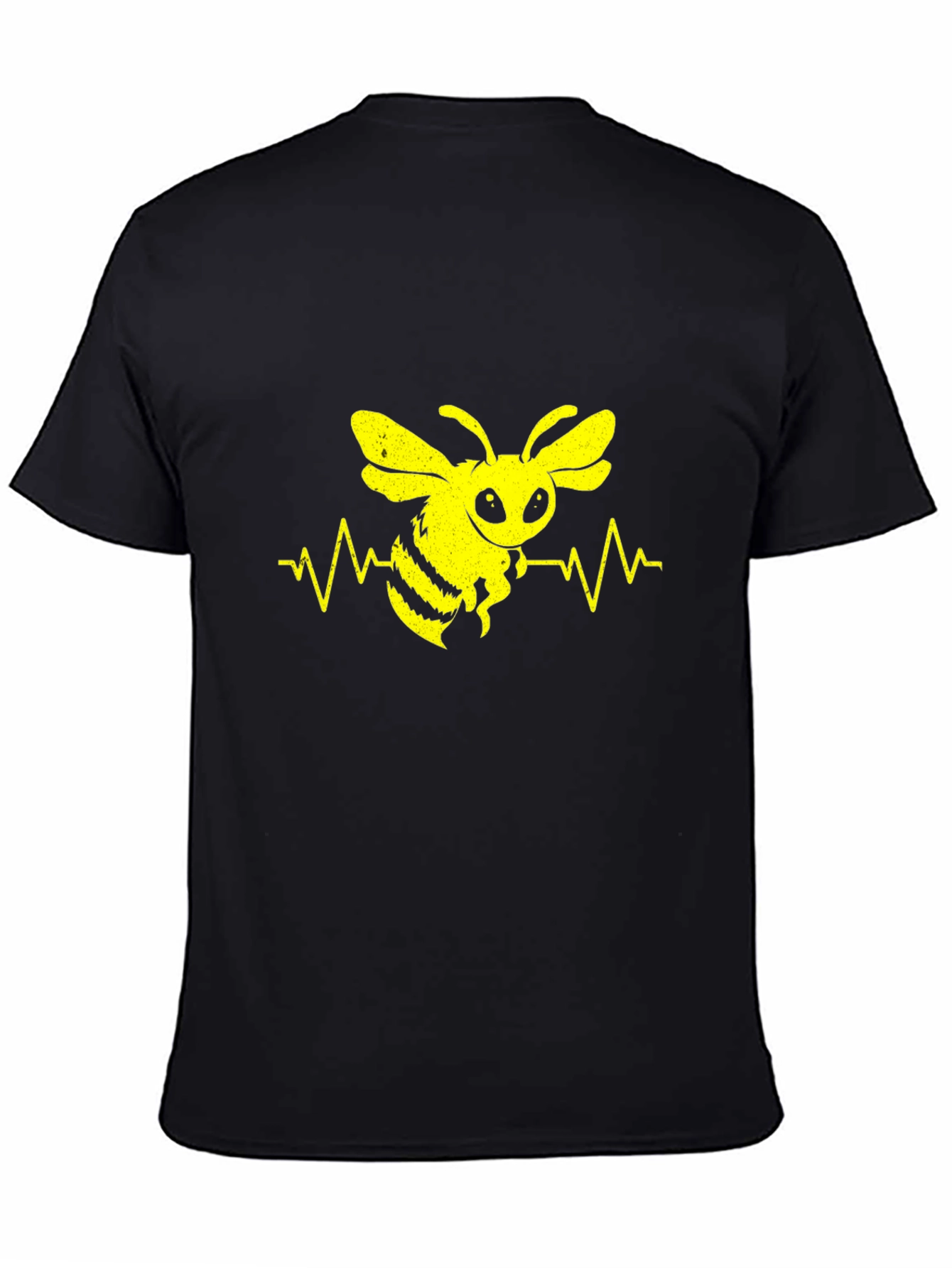 Bee Heartbeat Graphic Tee - Black Cotton T-Shirt