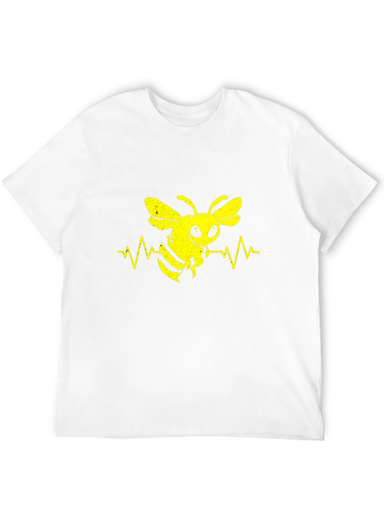 Bee Heartbeat Graphic Tee - Black Cotton T-Shirt