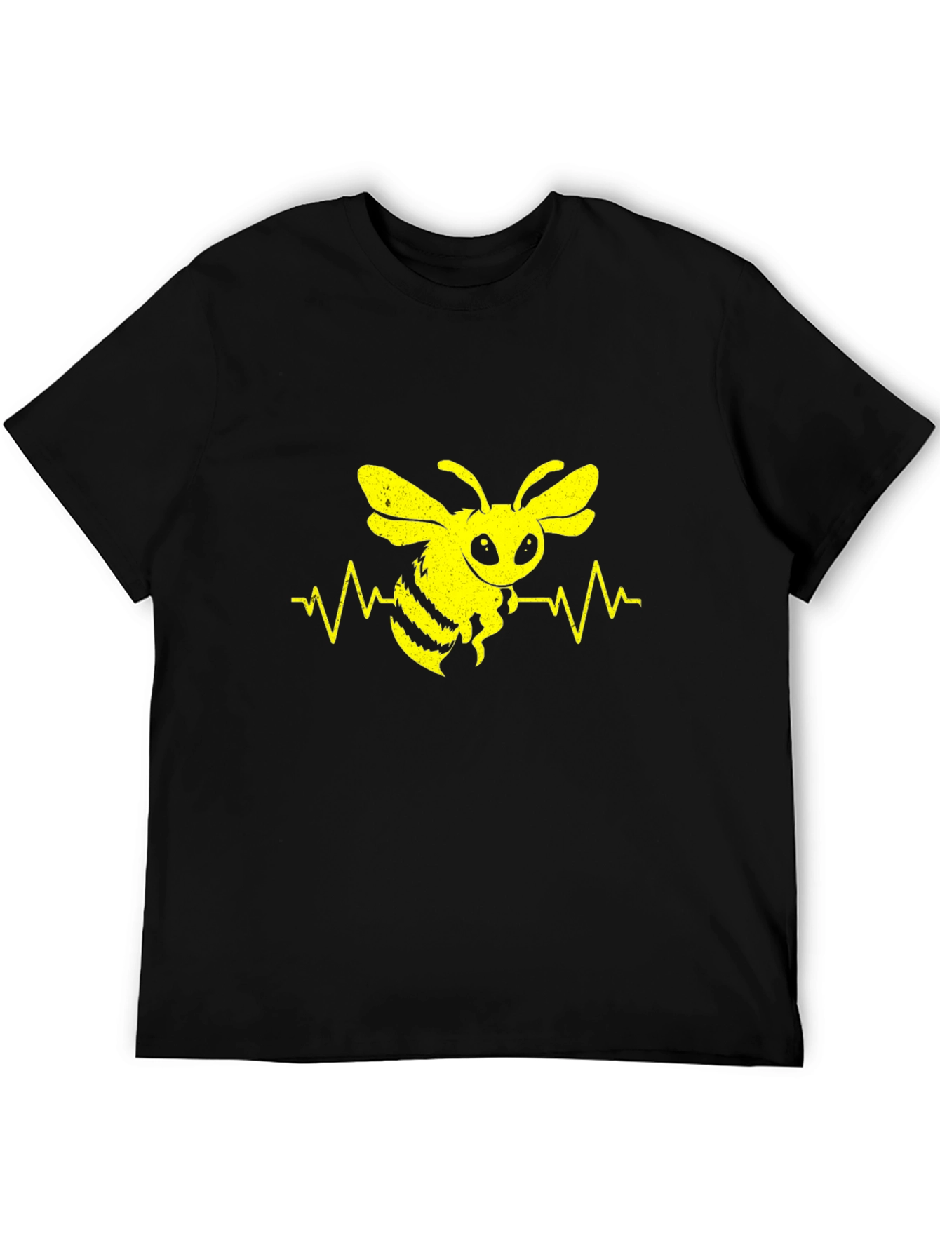 Bee Heartbeat Graphic Tee - Black Cotton T-Shirt