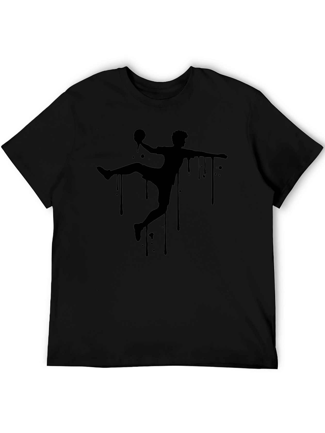 Handball Silhouette Graphic T-Shirt - Sporty Black Tee