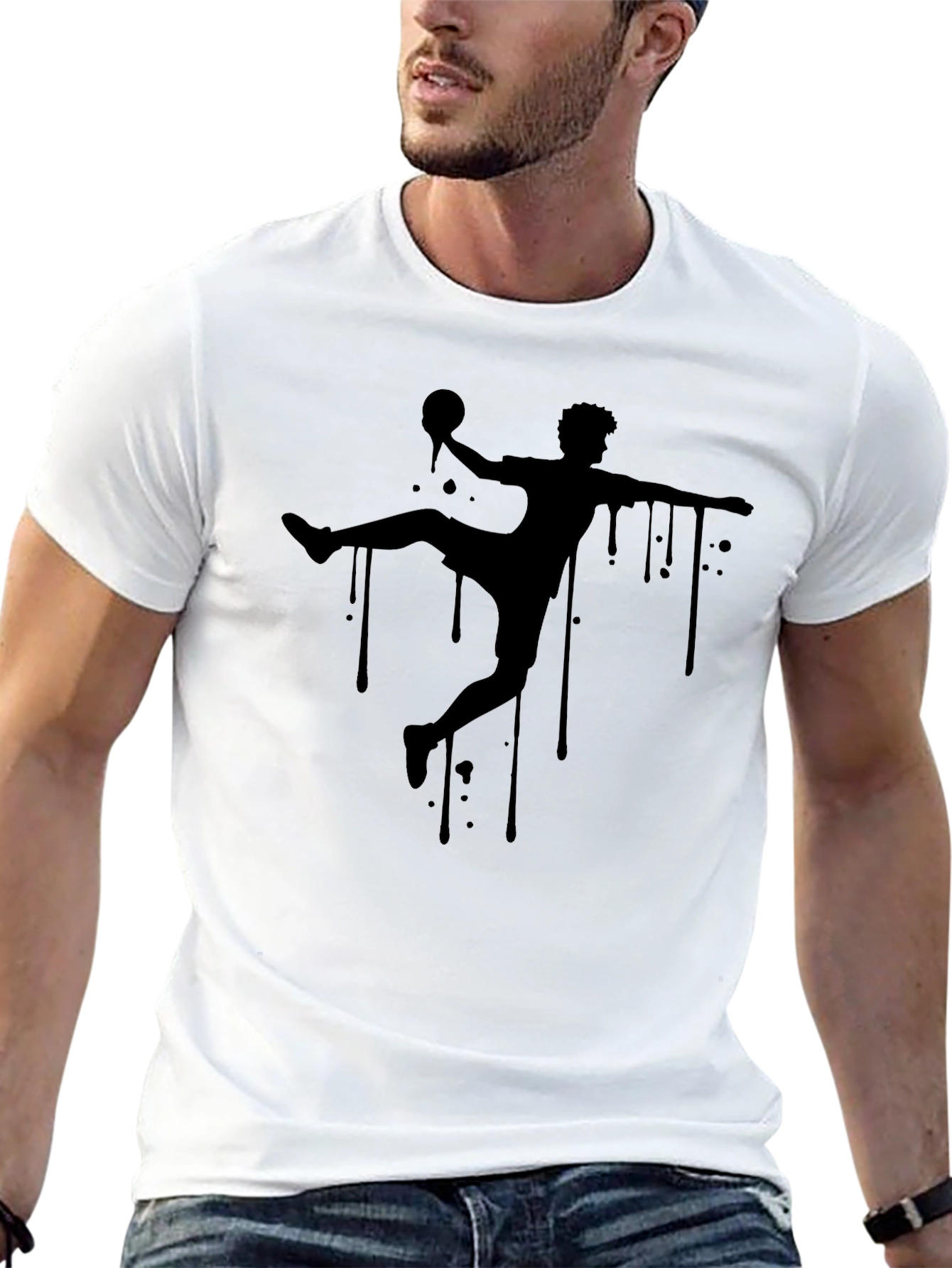 Handball Silhouette Graphic T-Shirt - Sporty Black Tee