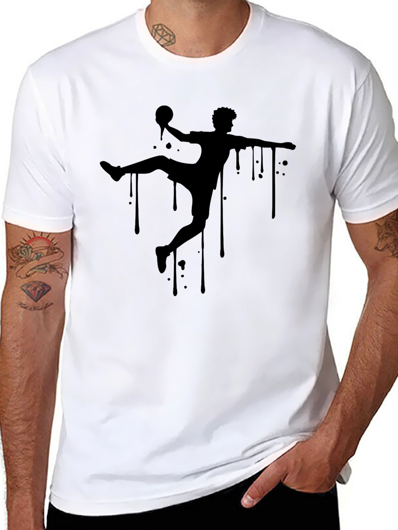 Handball Silhouette Graphic T-Shirt - Sporty Black Tee