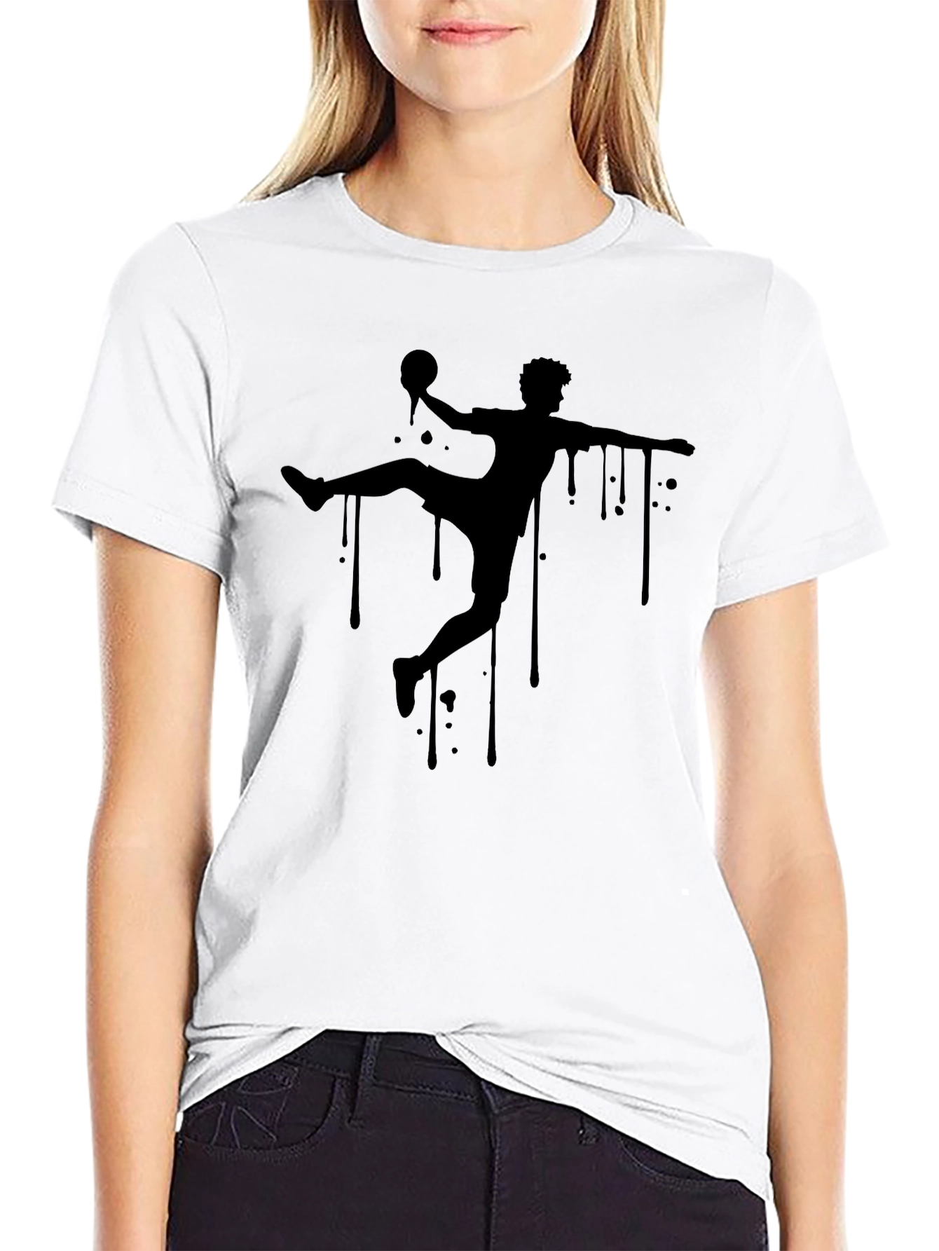 Handball Silhouette Graphic T-Shirt - Sporty Black Tee