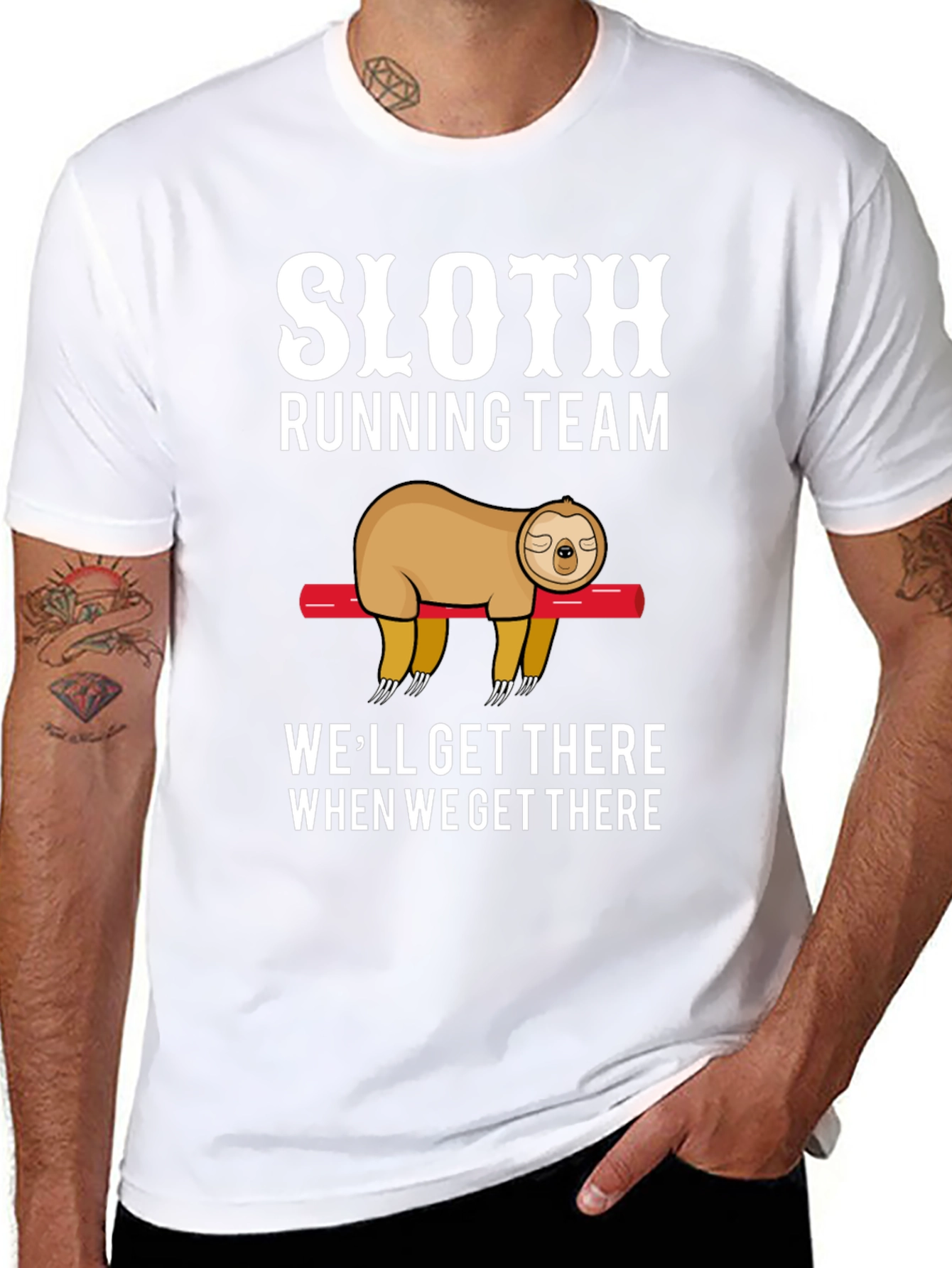 Sloth Running Team T-Shirt - Funny Lazy Design
