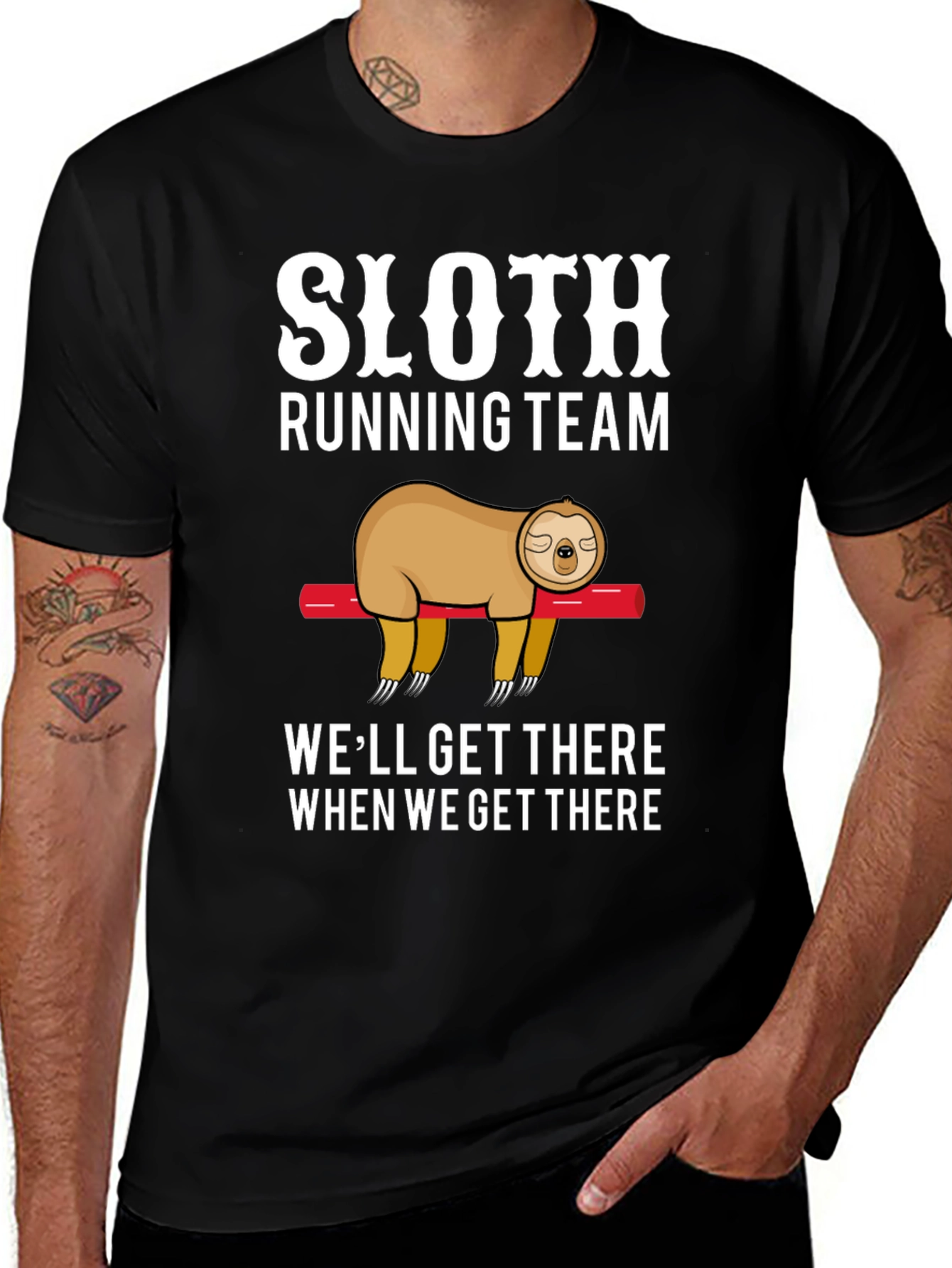 Sloth Running Team T-Shirt - Funny Lazy Design