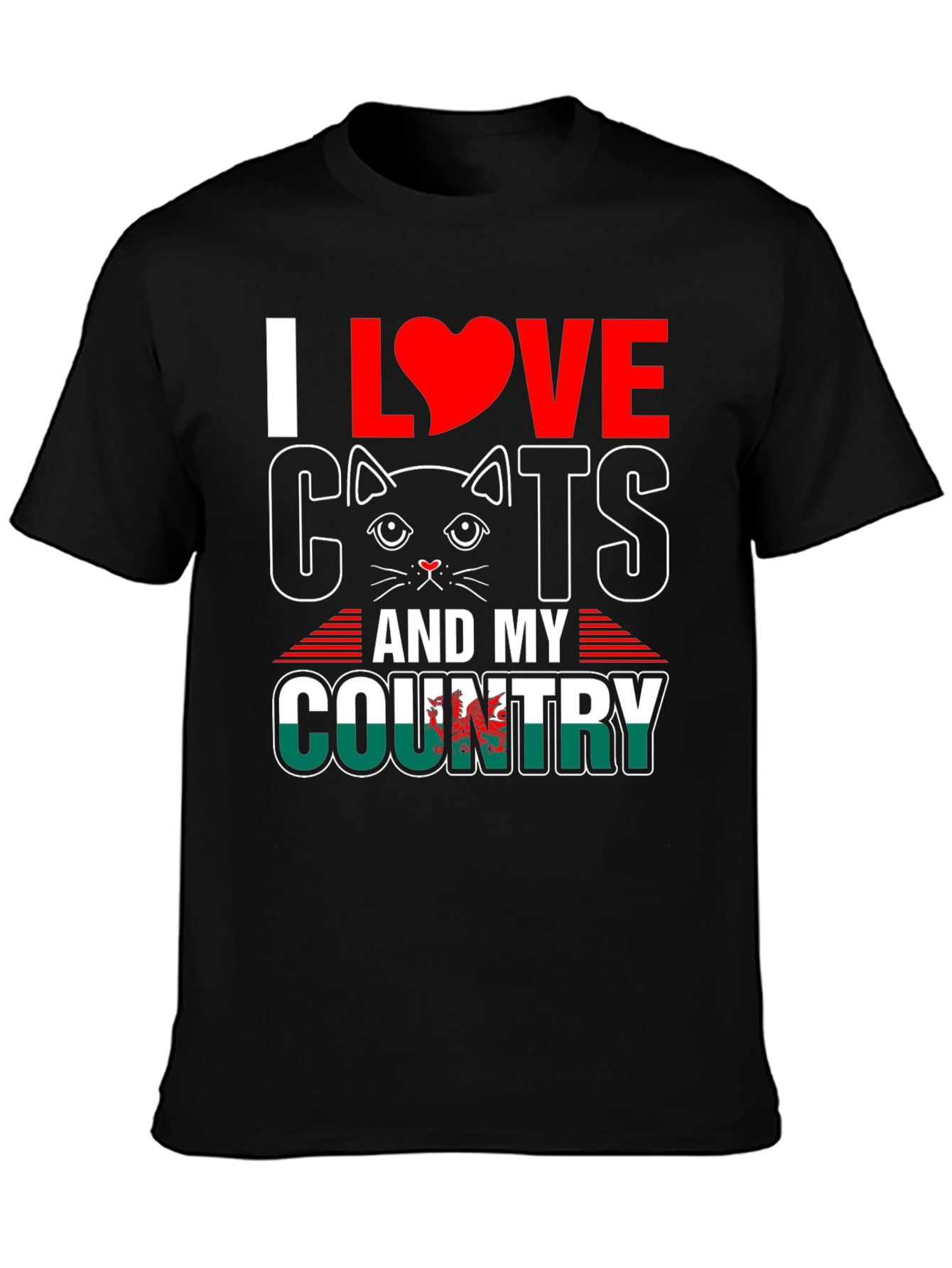 I Love Cats and My Country Wales T-Shirt