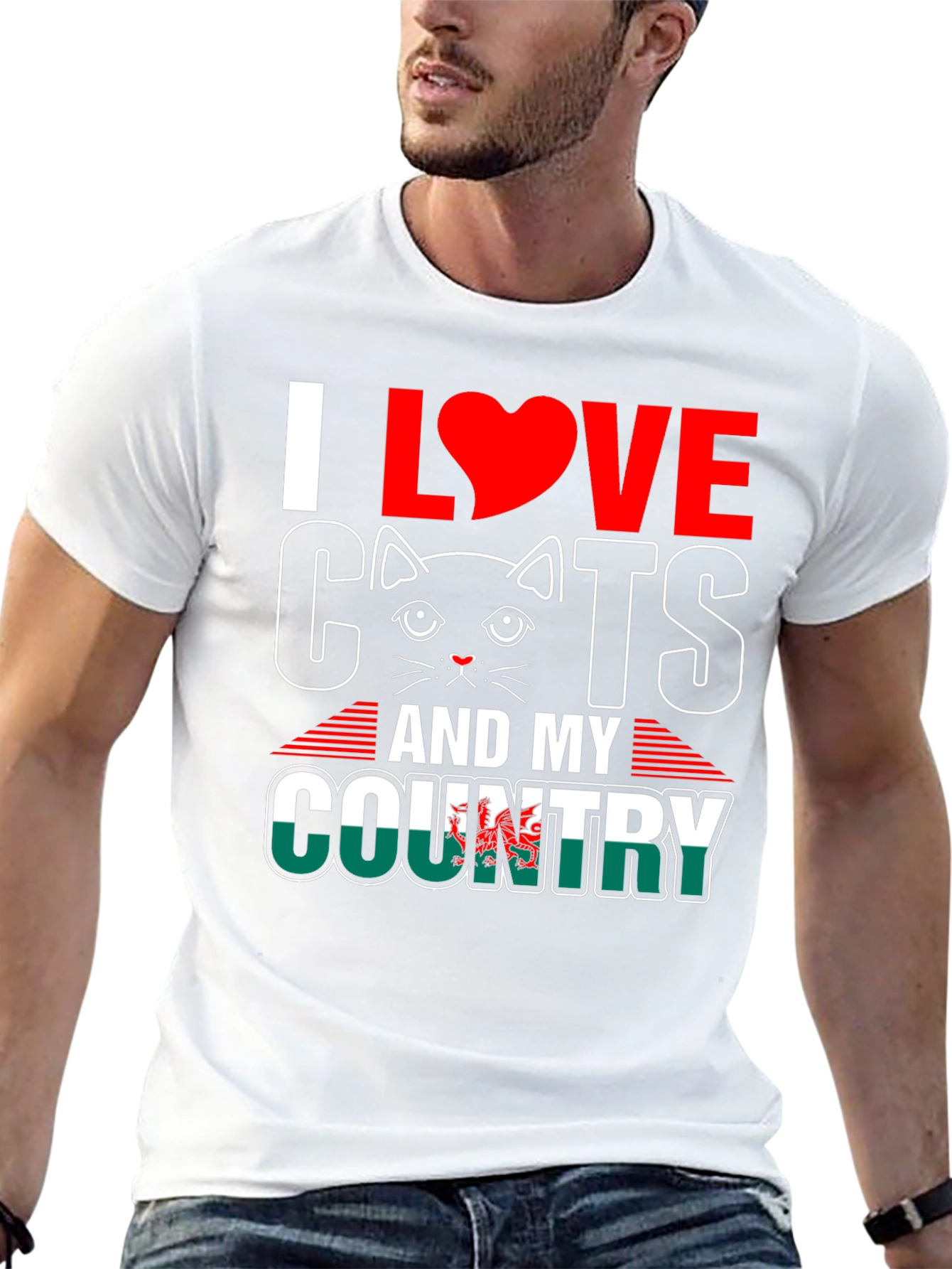 I Love Cats and My Country Wales T-Shirt