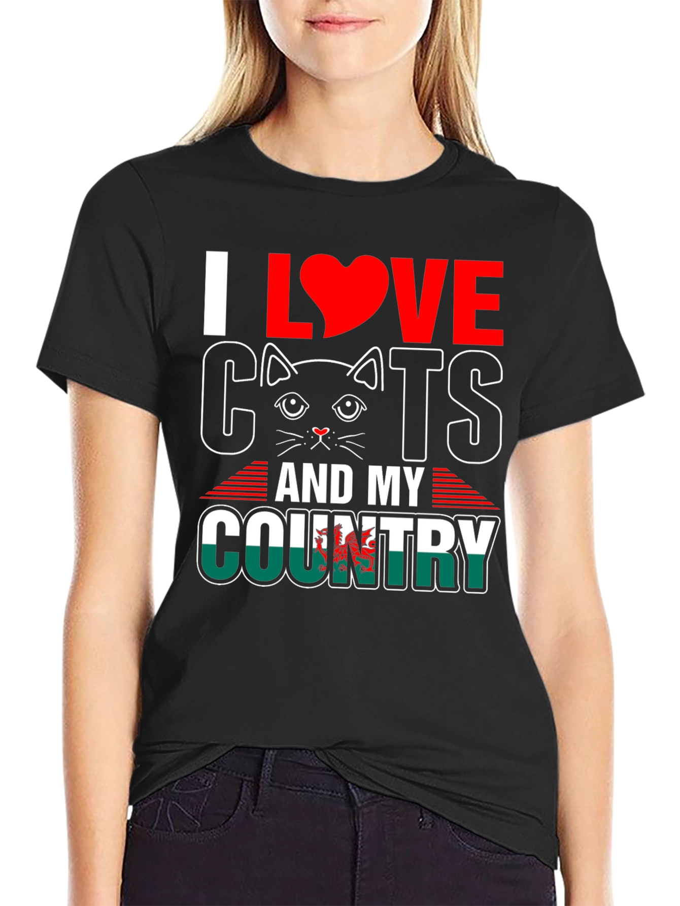 I Love Cats and My Country Wales T-Shirt