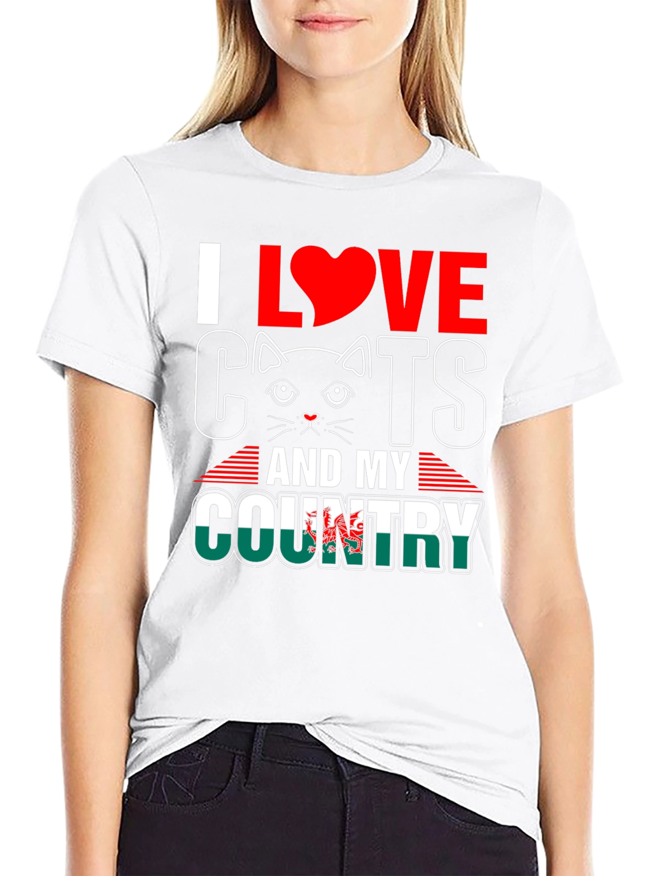 I Love Cats and My Country Wales T-Shirt