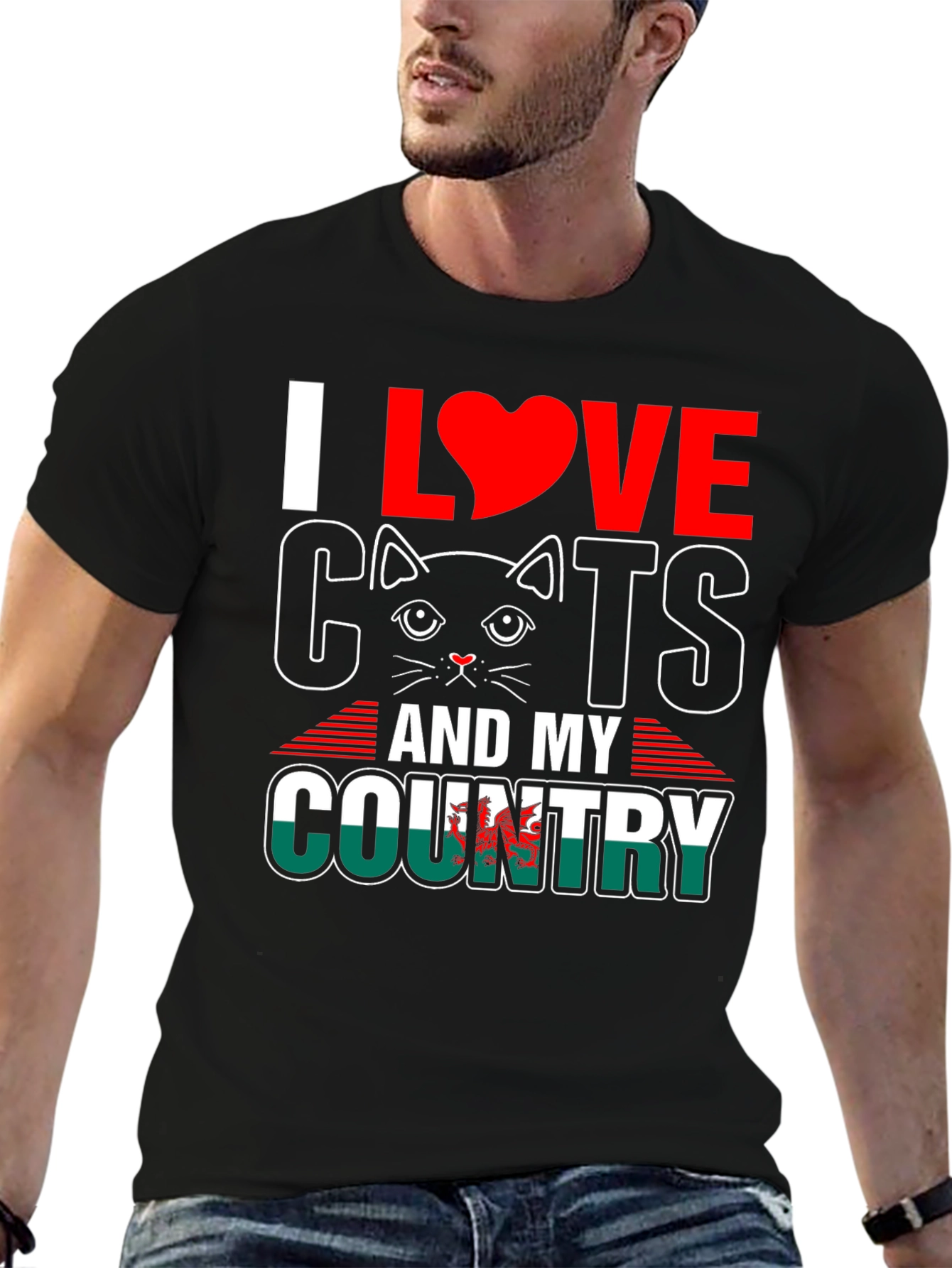 I Love Cats and My Country Wales T-Shirt